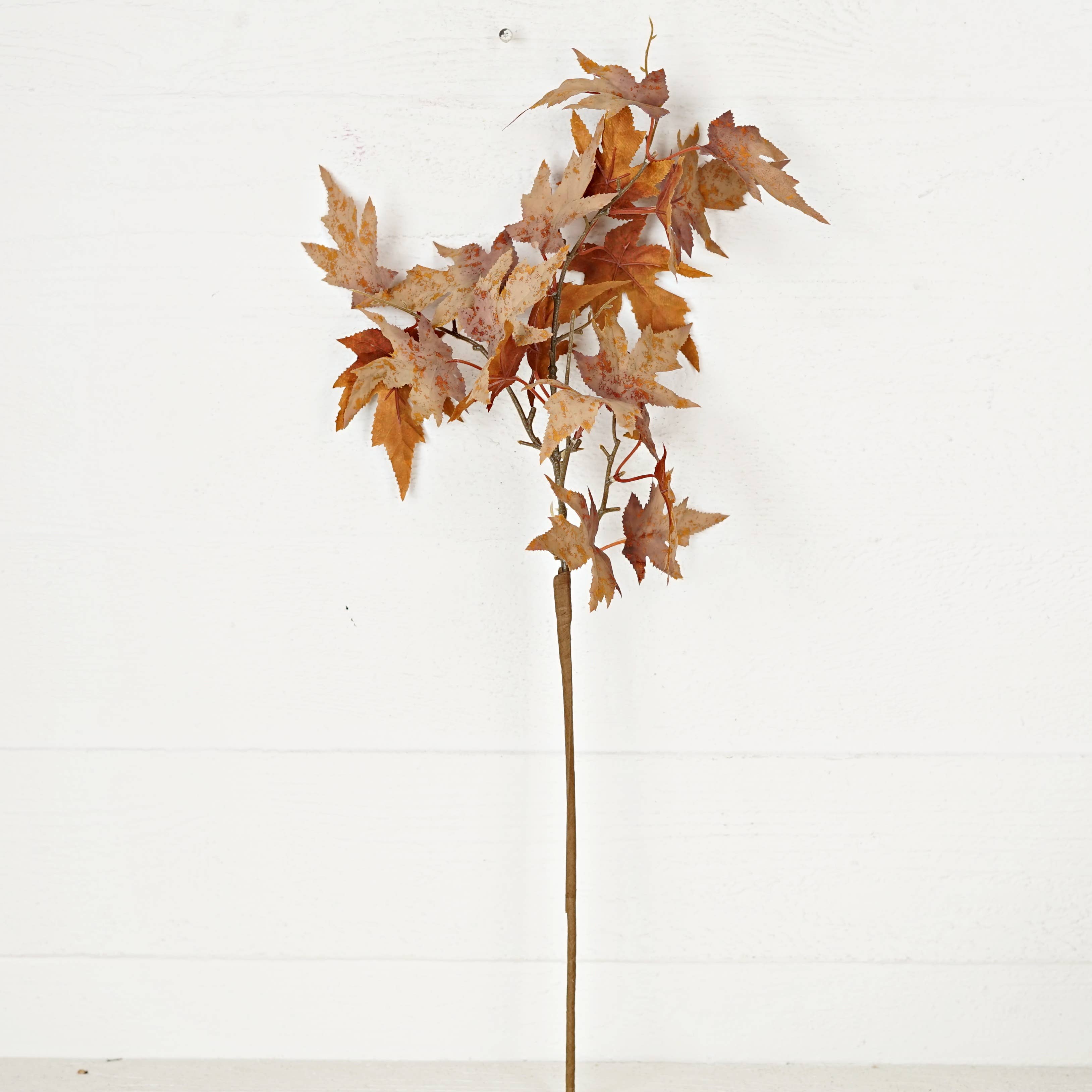 27in Spray-Flocked Maple Leaves-Mustard