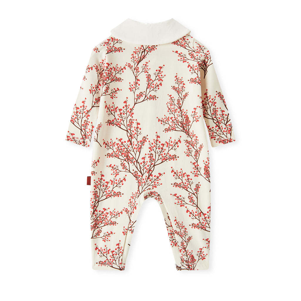 Winterberry Cotton Stretch Collar Long Sleeve Jumpsuit, 3-6m, Milkbarn