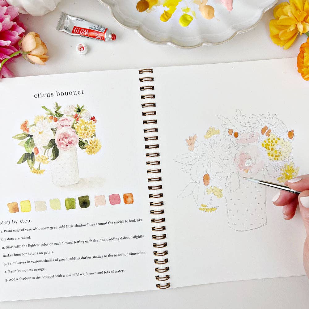 Bouquets Watercolor Workbook by emily lex