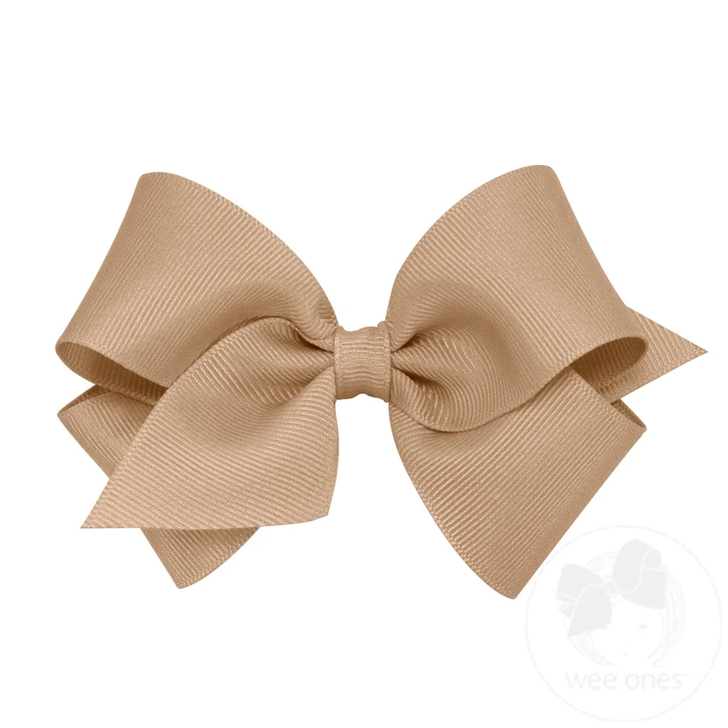Small Classic Grosgrain Hair Bow (Plain Wrap) - Oatmeal