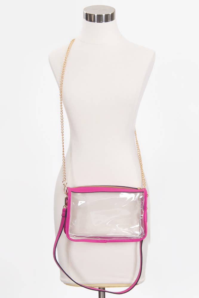 Clear Rectangle Stadium Concert Crossbody Bag: Red