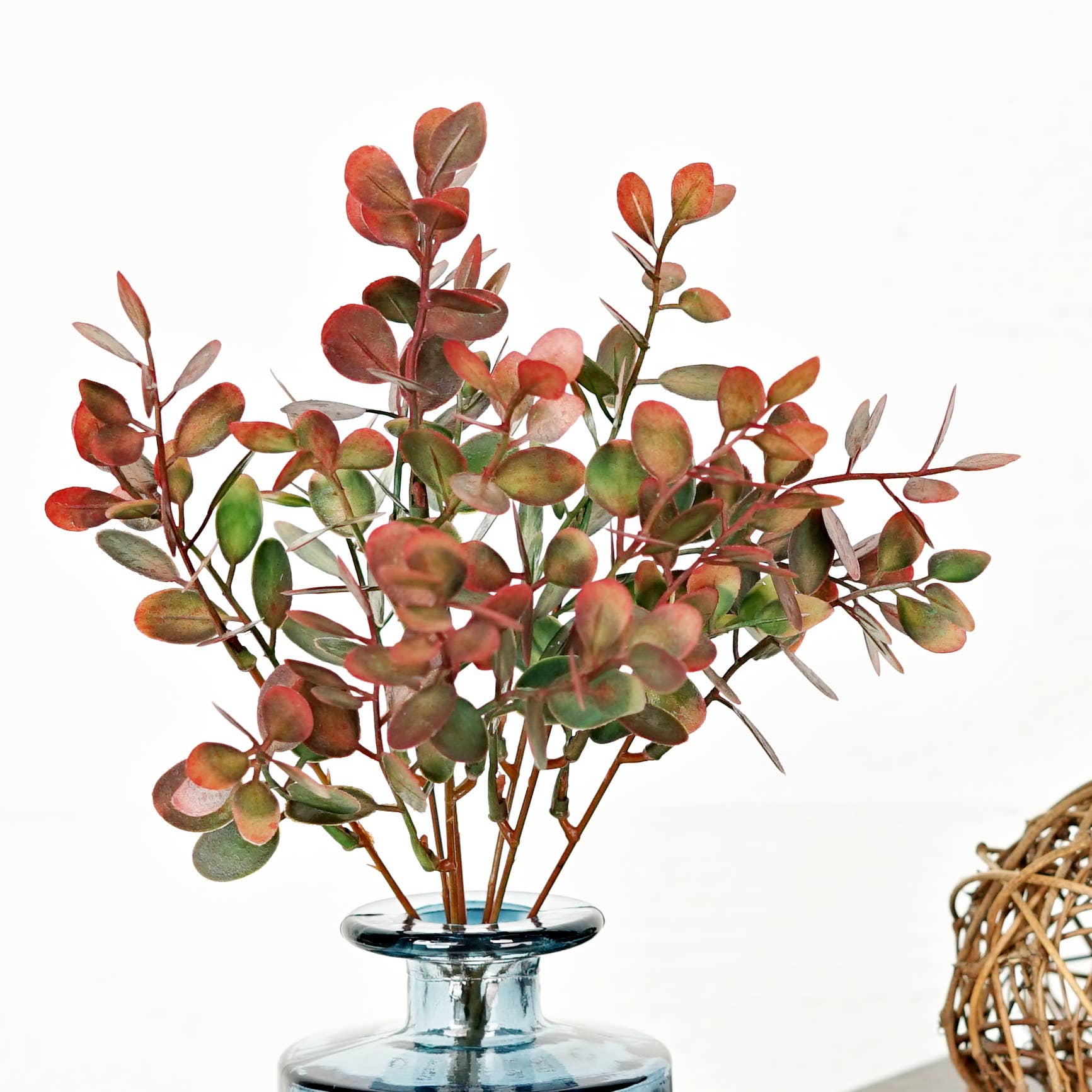 12in Bush-Mini Silver Dollar Eucalyptus-Burgundy/Gre