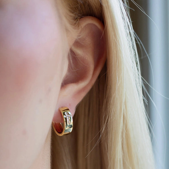 Gilded Earrings - Cross Hoops from Lenny & Eva