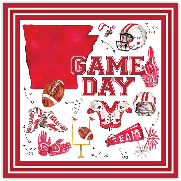 Red Game Day with Football Icons Square Placemat