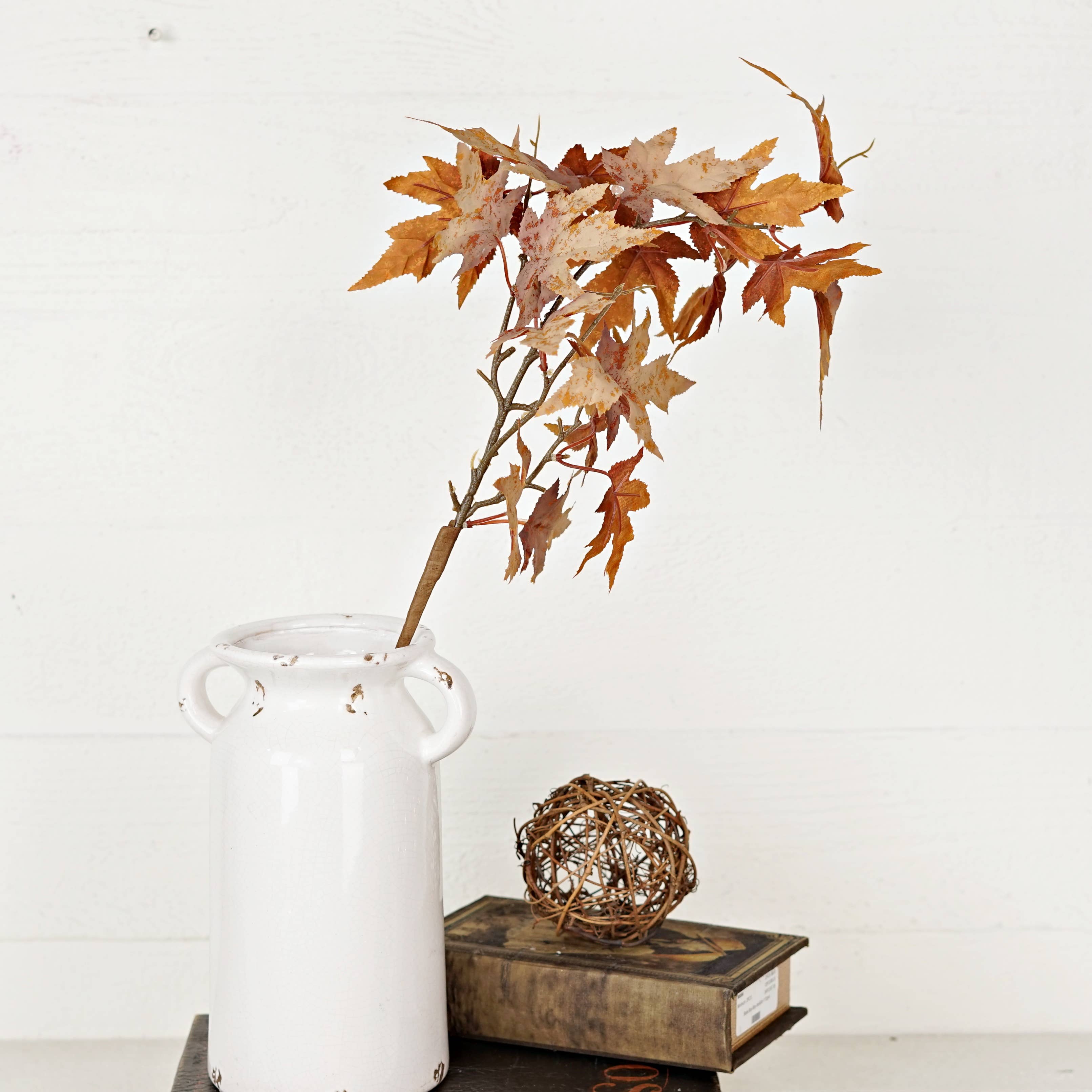 27in Spray-Flocked Maple Leaves-Mustard