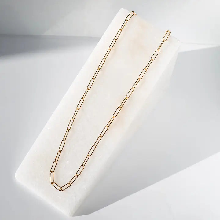 Gilded Necklace- 18 inch paper clip