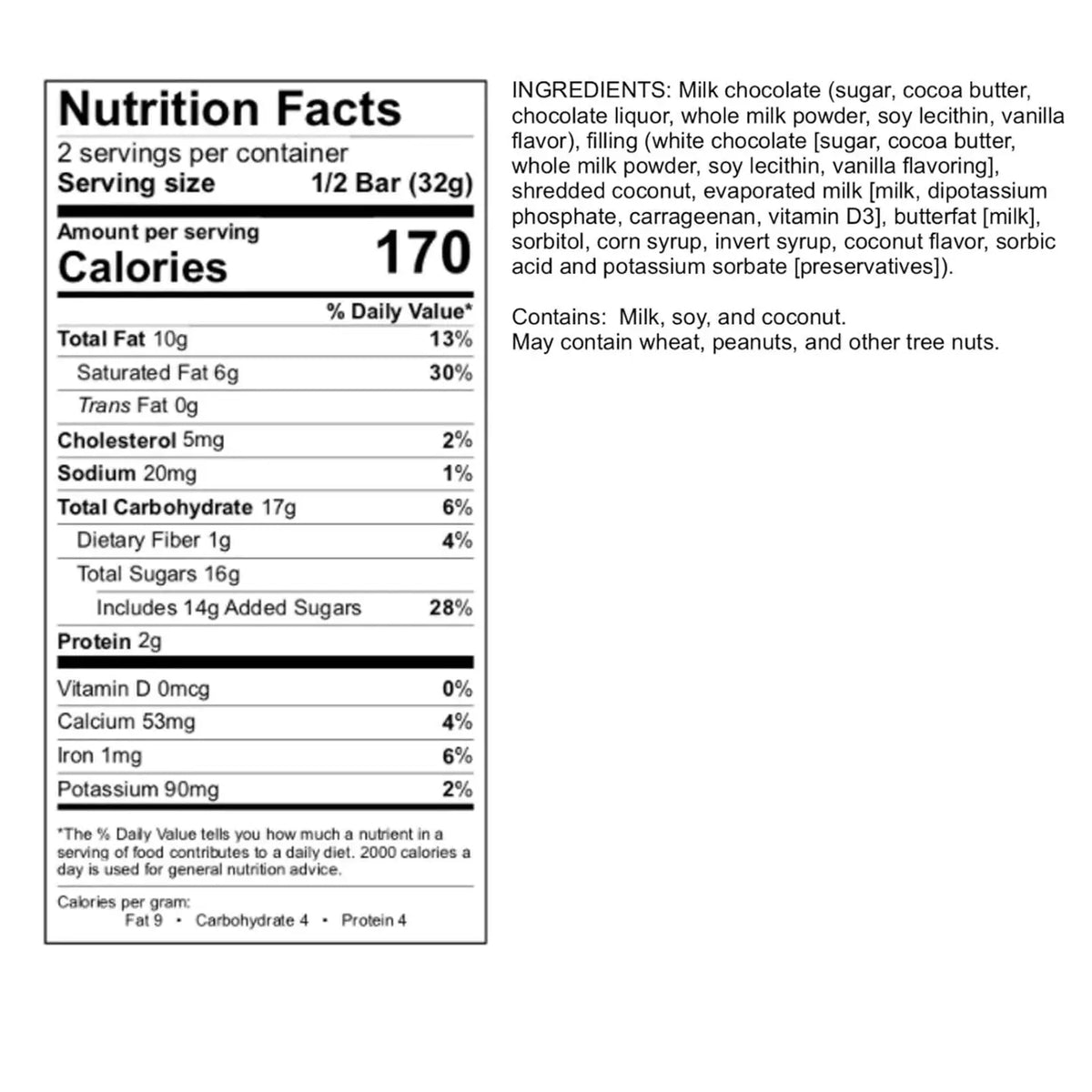 Candy Bar - Milk Chocolate - Coconut Cream Pie - 2.25 oz
