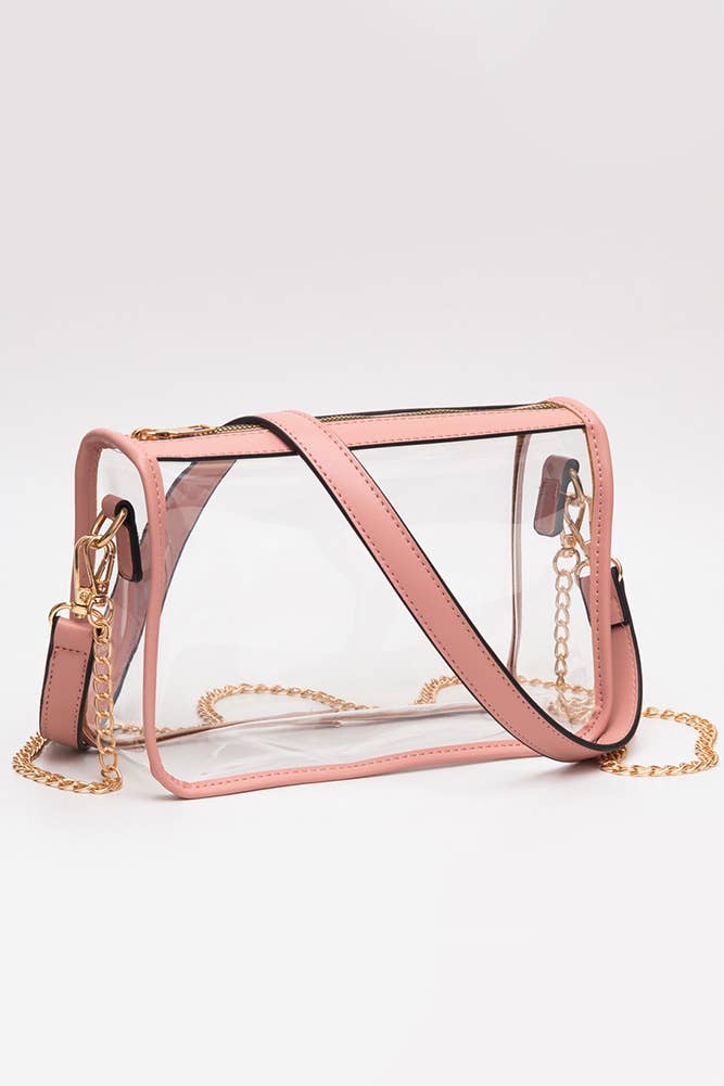 Clear Rectangle Stadium Concert Crossbody Bag: Red