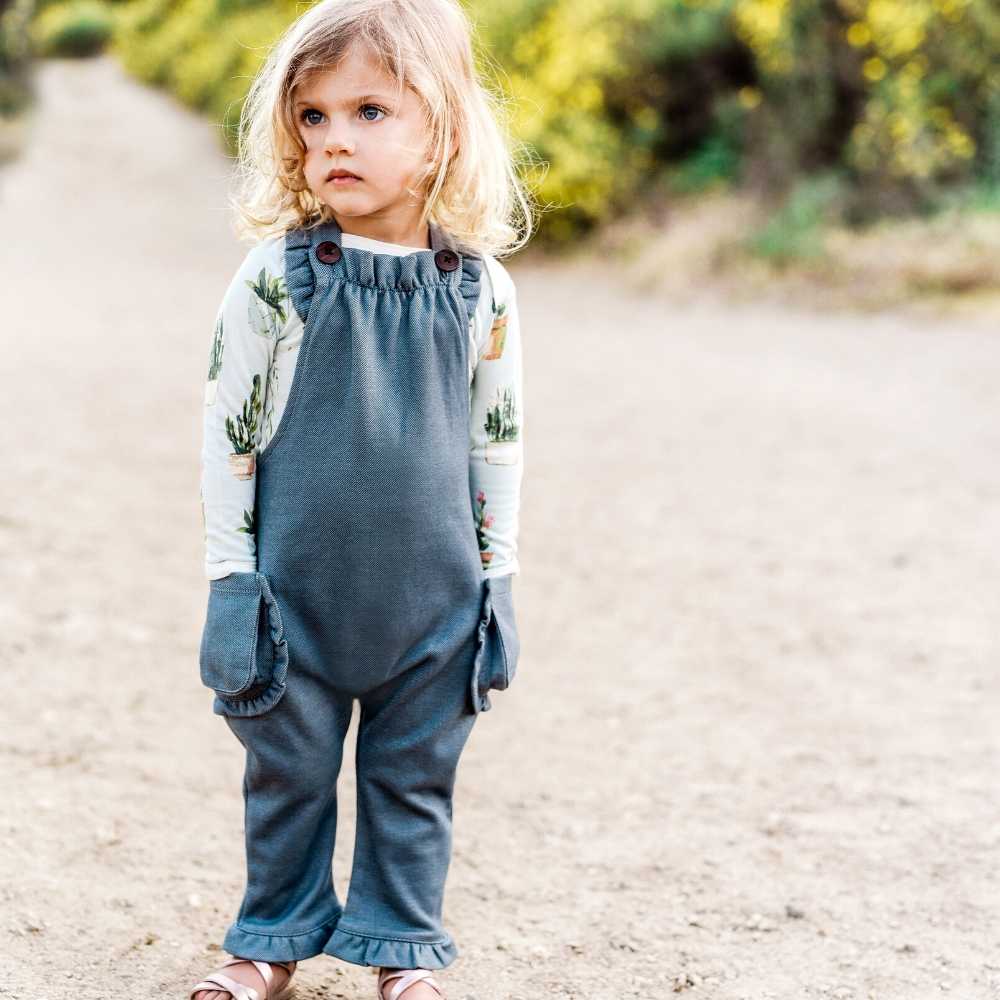 Ruffle Overall Heathered Oatmeal 3-6M