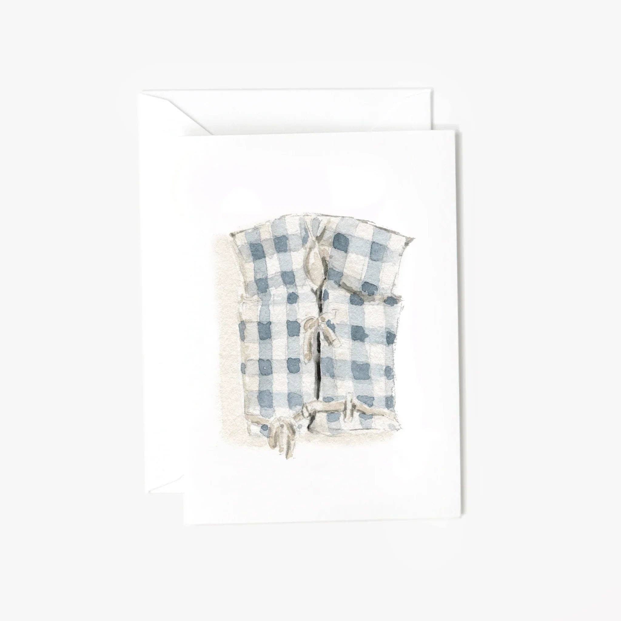 Gingham boat coat mini enclosure notecard