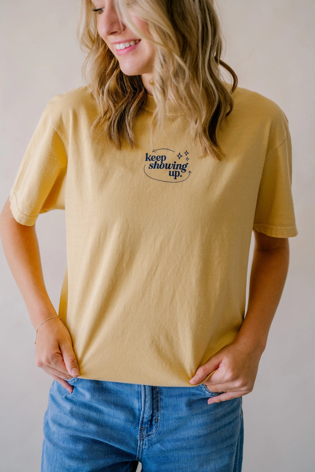 Keep Showing Up Tee - Mustard