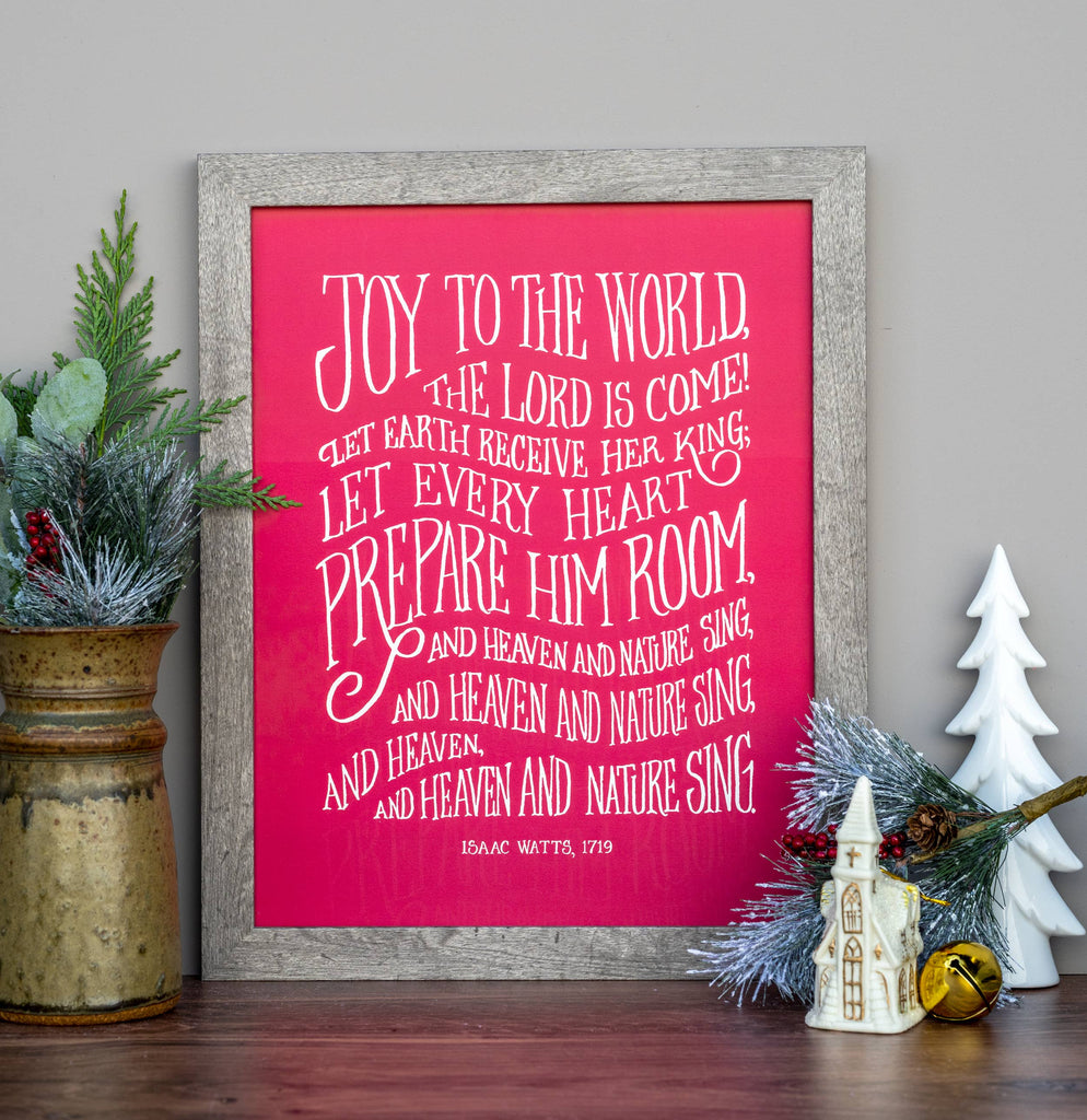 Joy to the World Christmas Hymn Art Print - 11x14 - Garnet