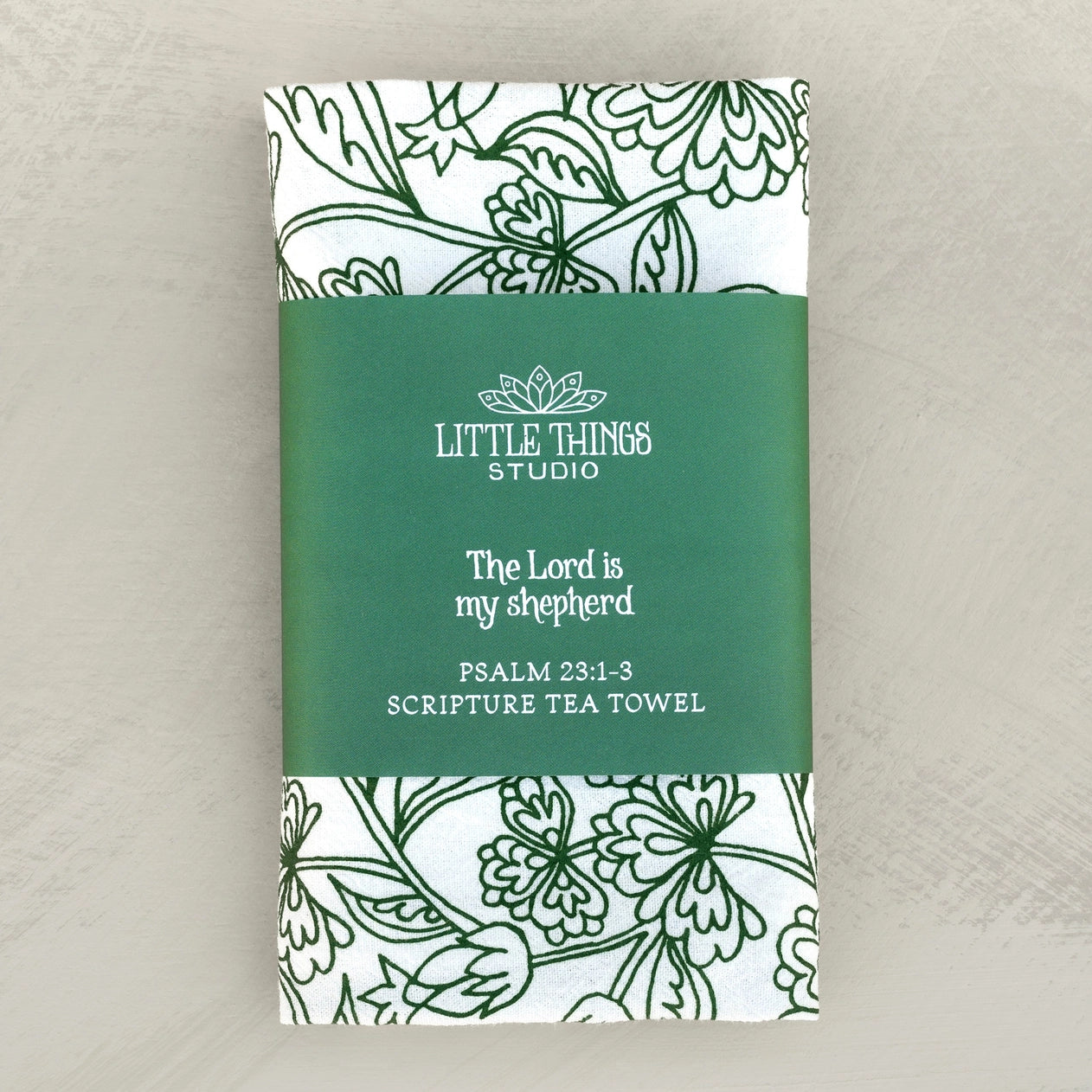 The Lord Is My Shepherd Scripture Tea Towel — Psalm 23