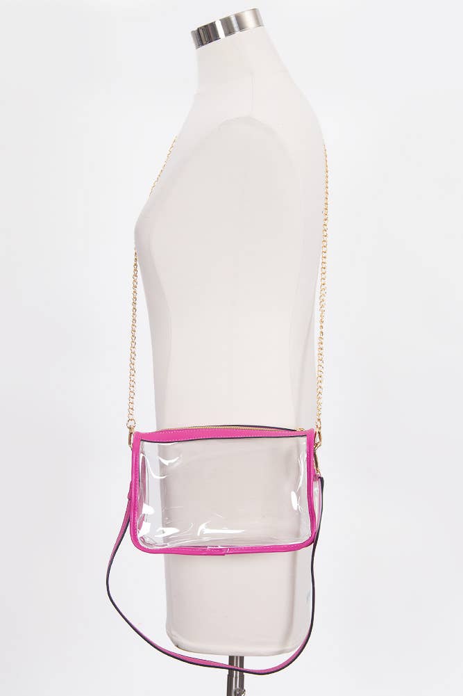 Clear Rectangle Stadium Concert Crossbody Bag: Red