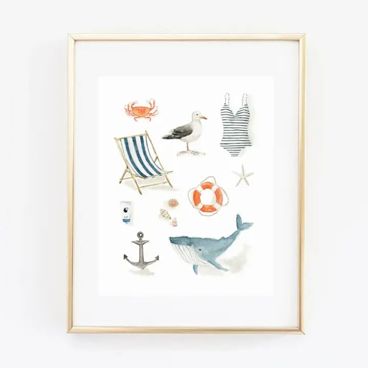 Seaside Collection Watercolor Wall Art Print