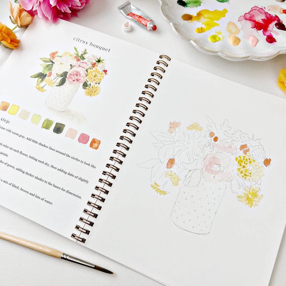 Bouquets Watercolor Workbook by emily lex