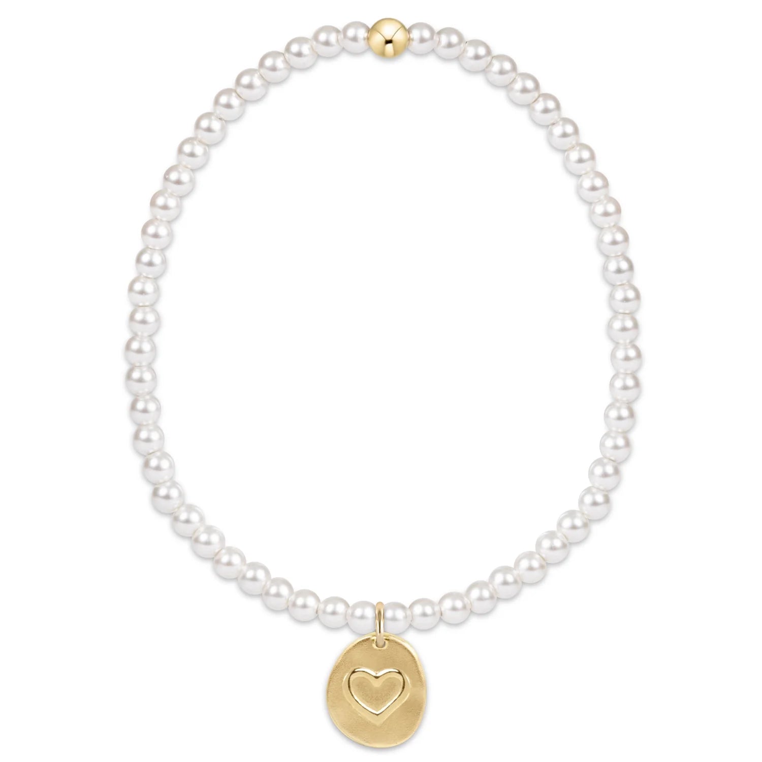 Enewton Classic Pearl 3mm Bead Bracelet - Inspire Love Small Gold Charm