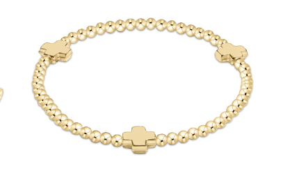 Enewton Extends - signature cross gold pattern 3mm bead bracelet