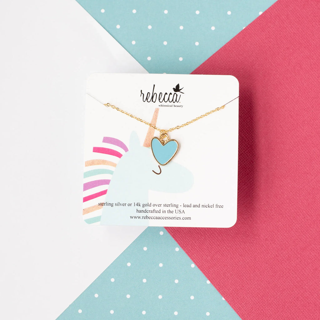 Blue Heart Enamel Charm Children's Necklace