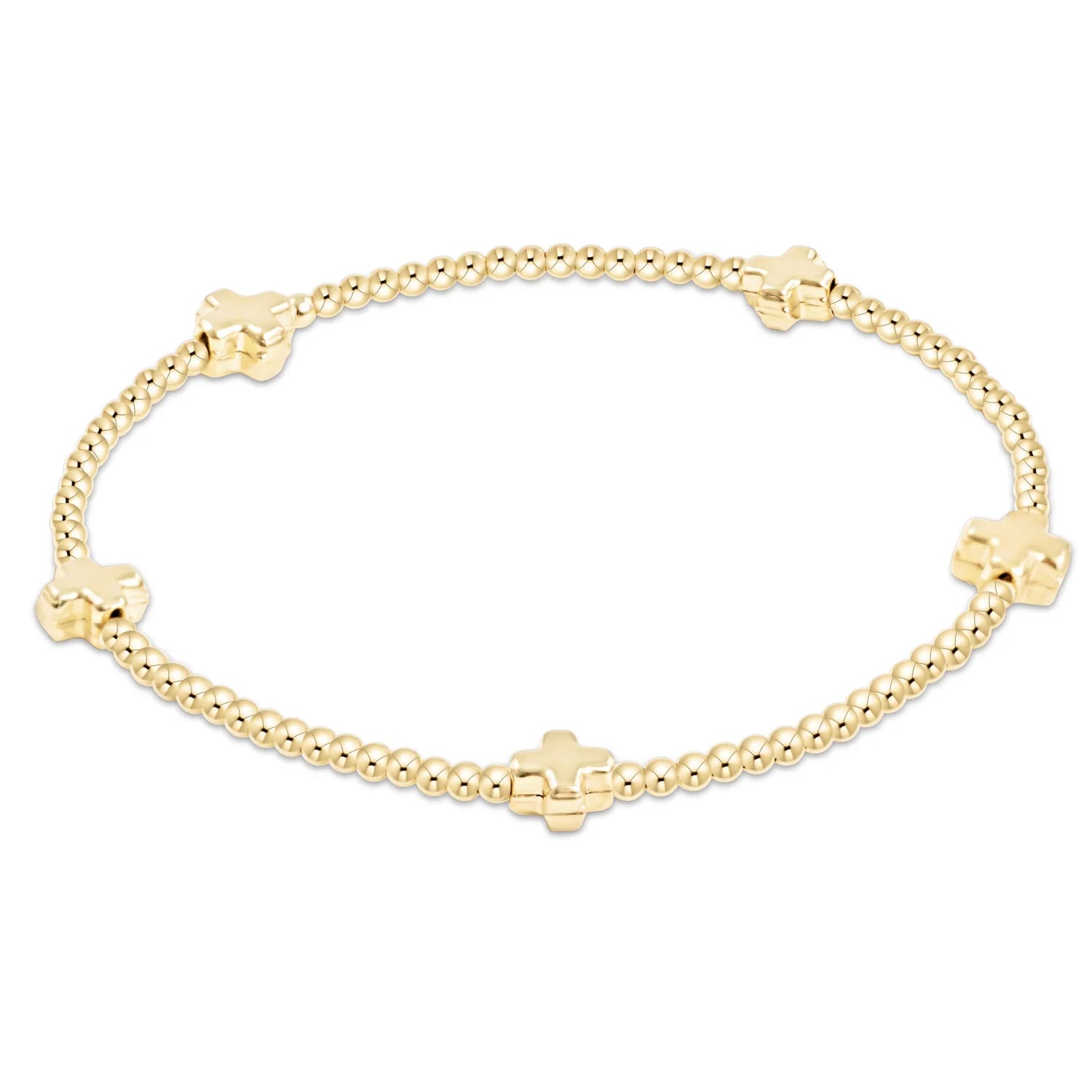 Enewton Egirl Signature Cross Small Gold Pattern 2mm Bead Bracelet