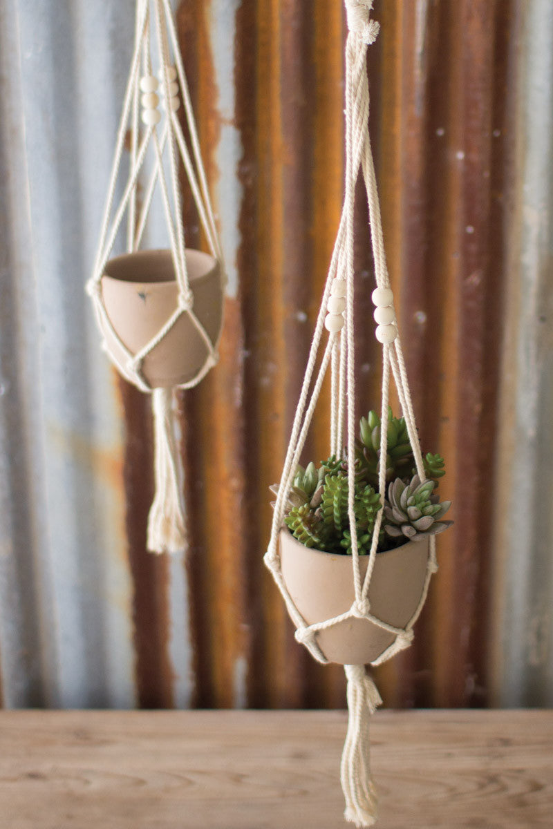Cotton Macrame Hanger with Clay Pots
