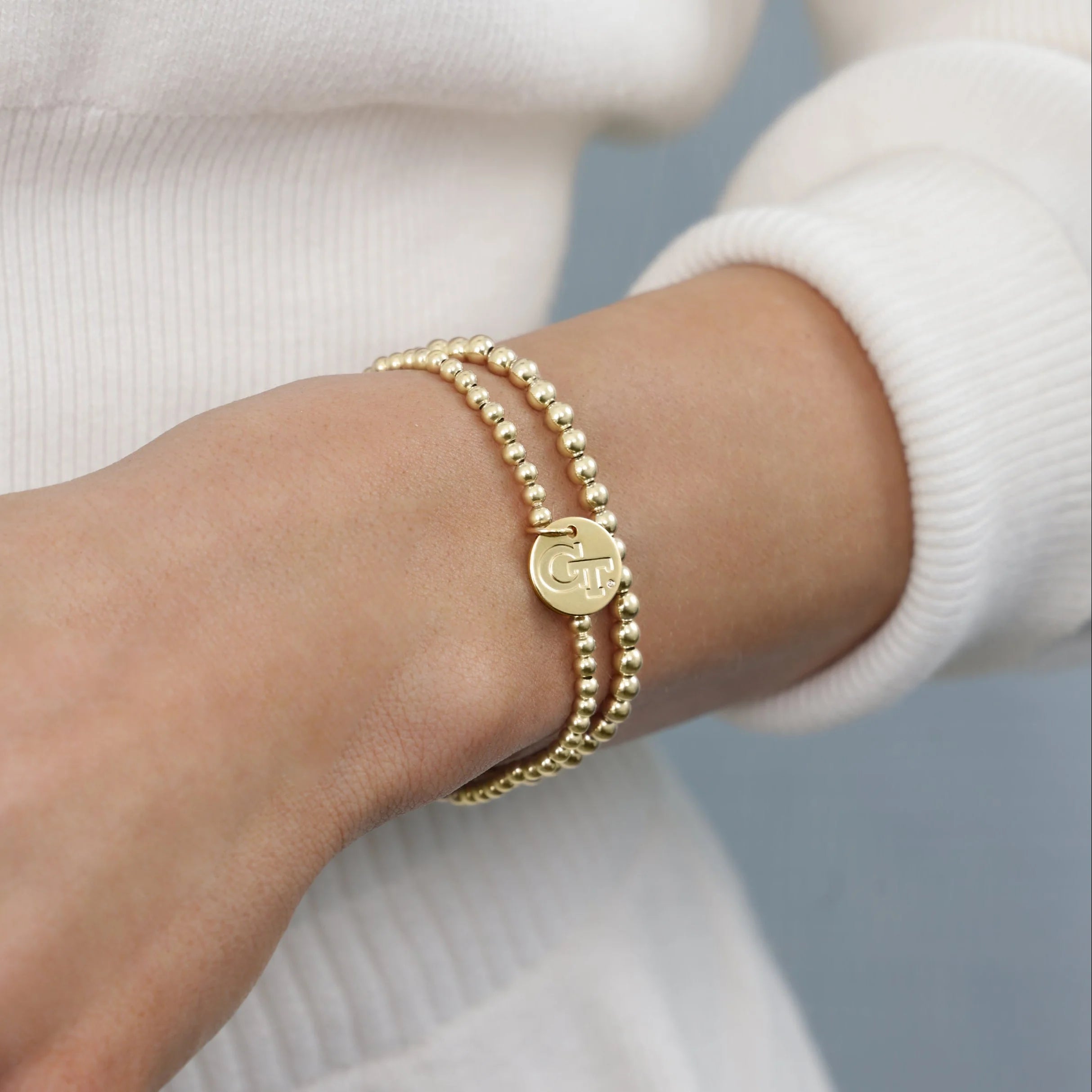 ECollegiate Classic Gold 3mm Bracelet - GA Tech Disc