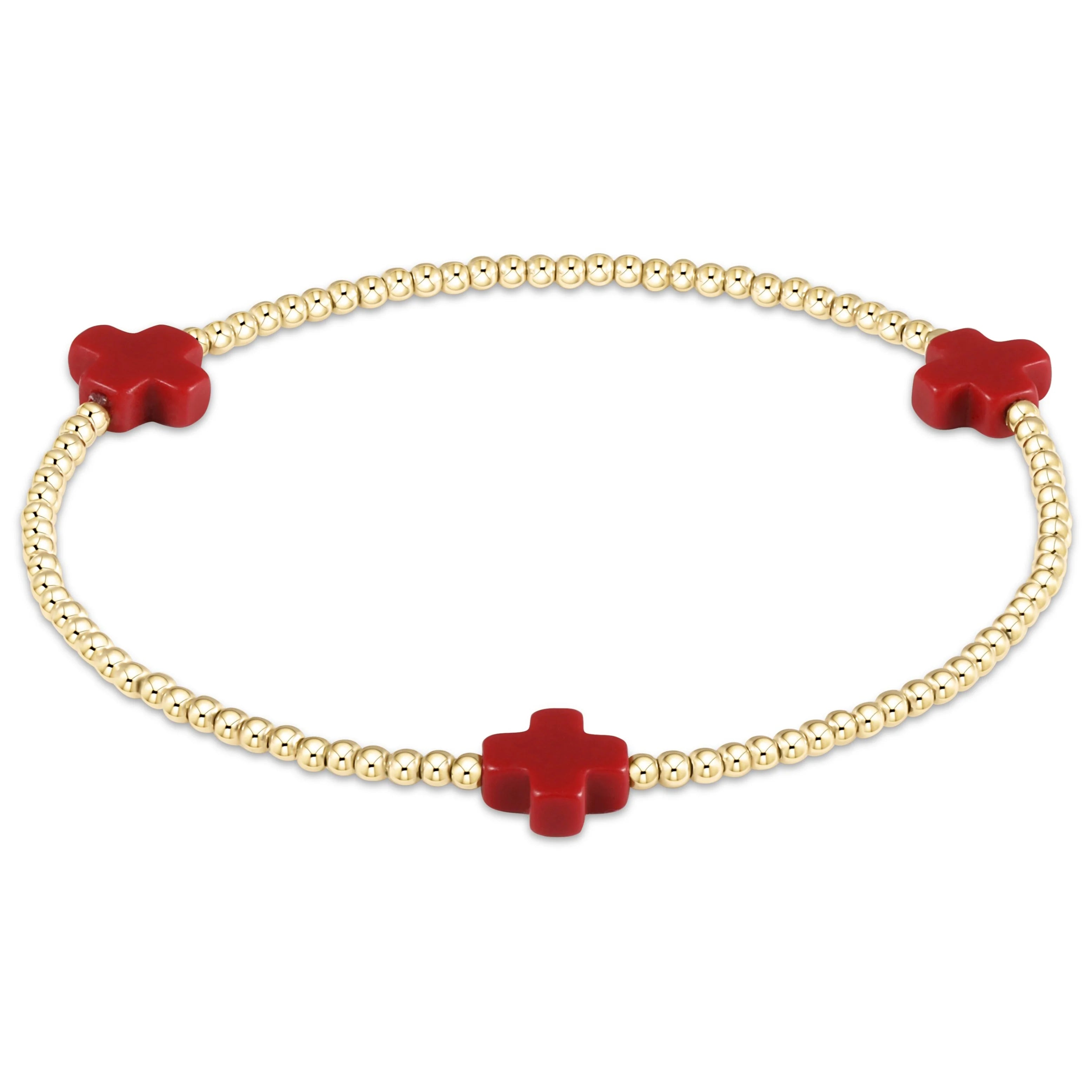 Enewton Signature Cross Small Gold Pattern 2mm Bead Bracelet