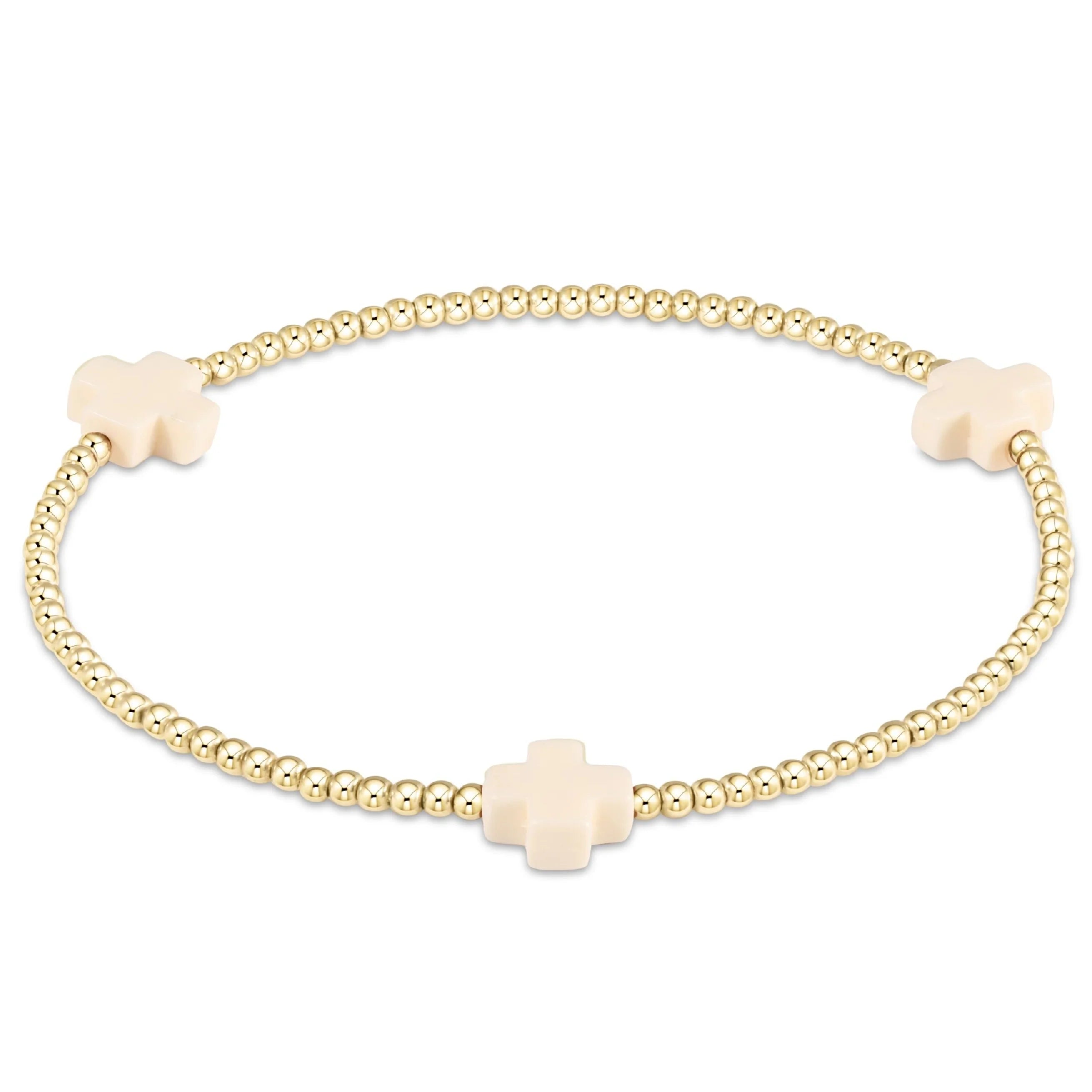 Enewton Signature Cross 2mm Gold Bracelet - Off White