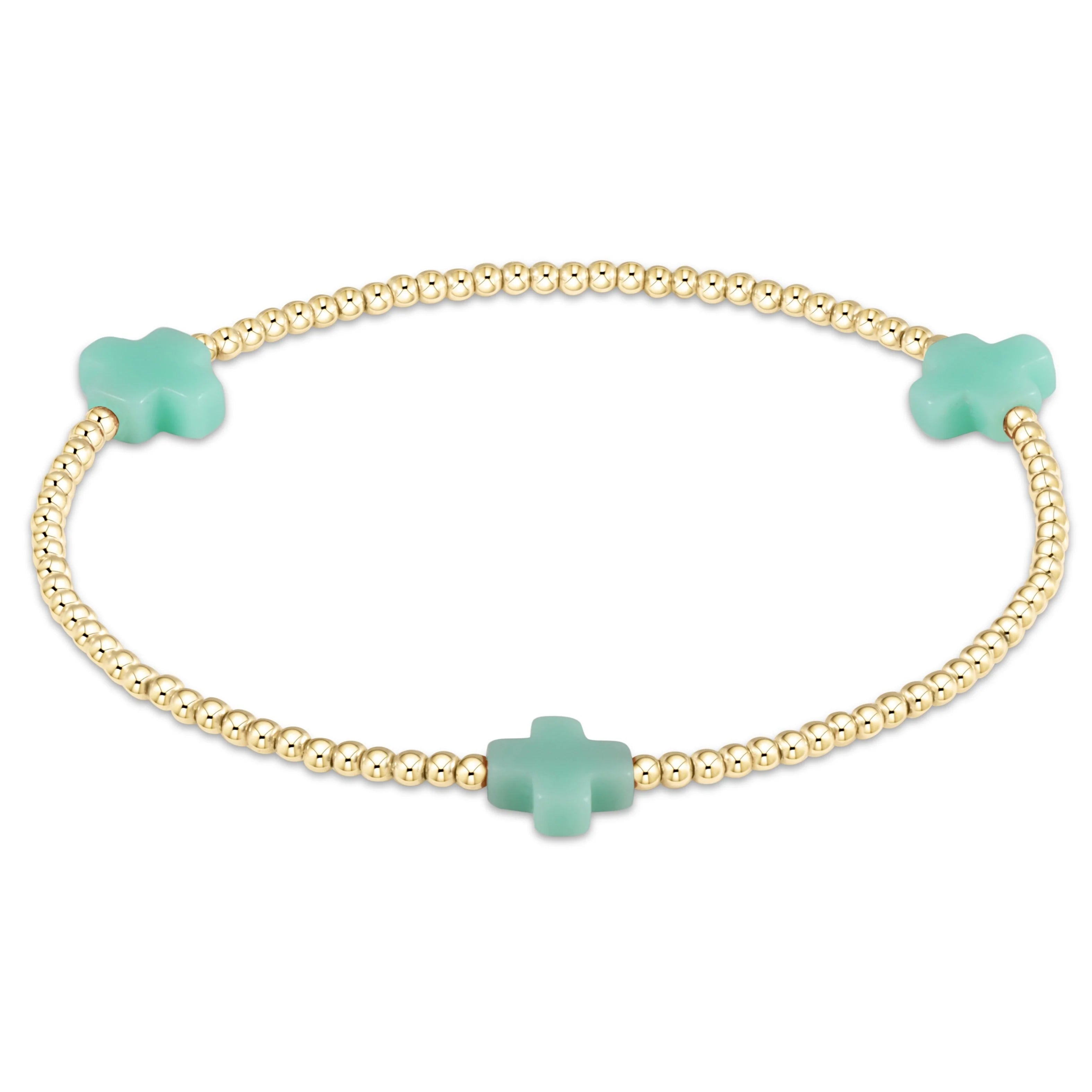 Enewton Signature Cross Small Gold Pattern 2mm Bead Bracelet