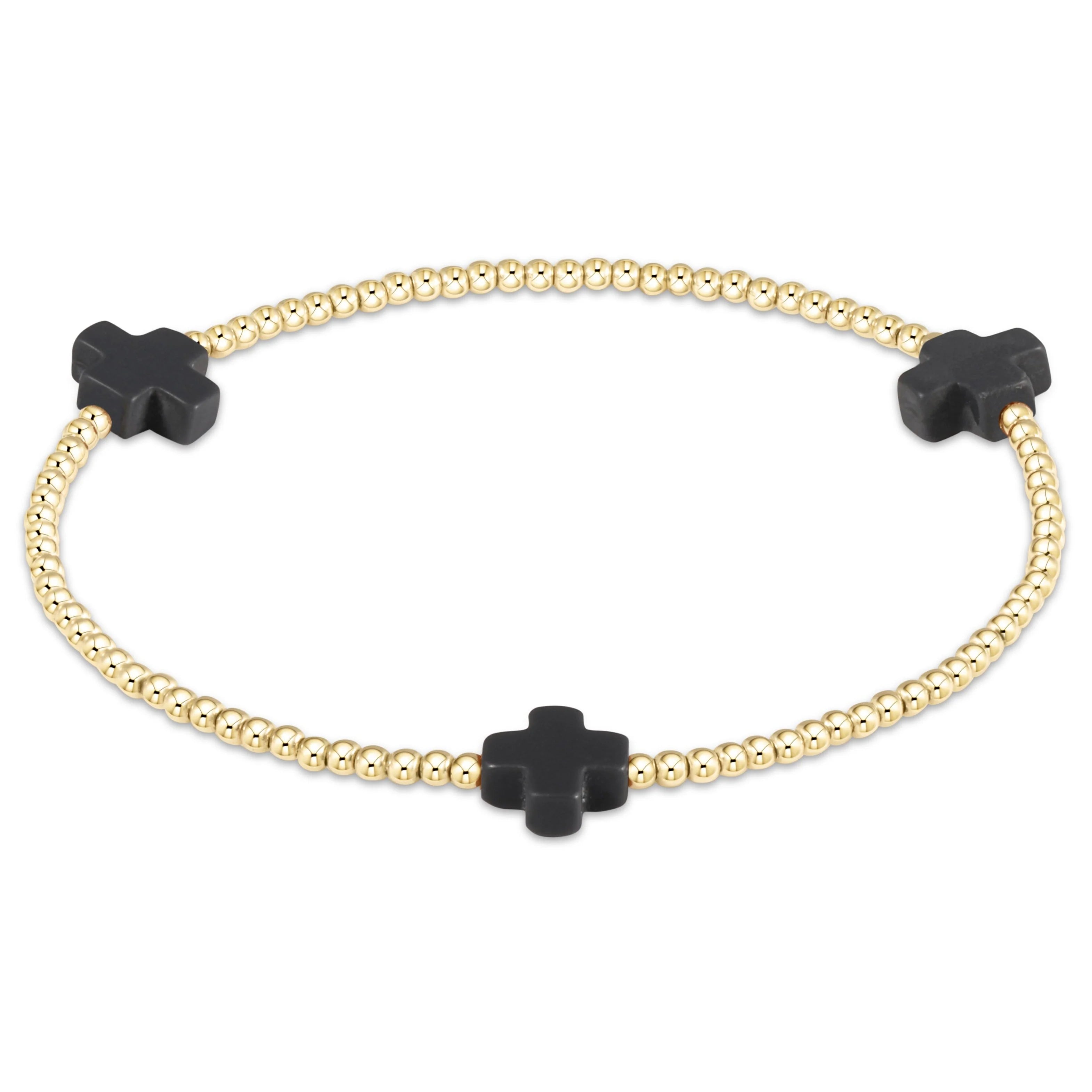 Enewton Signature Cross Small Gold Pattern 2mm Bead Bracelet