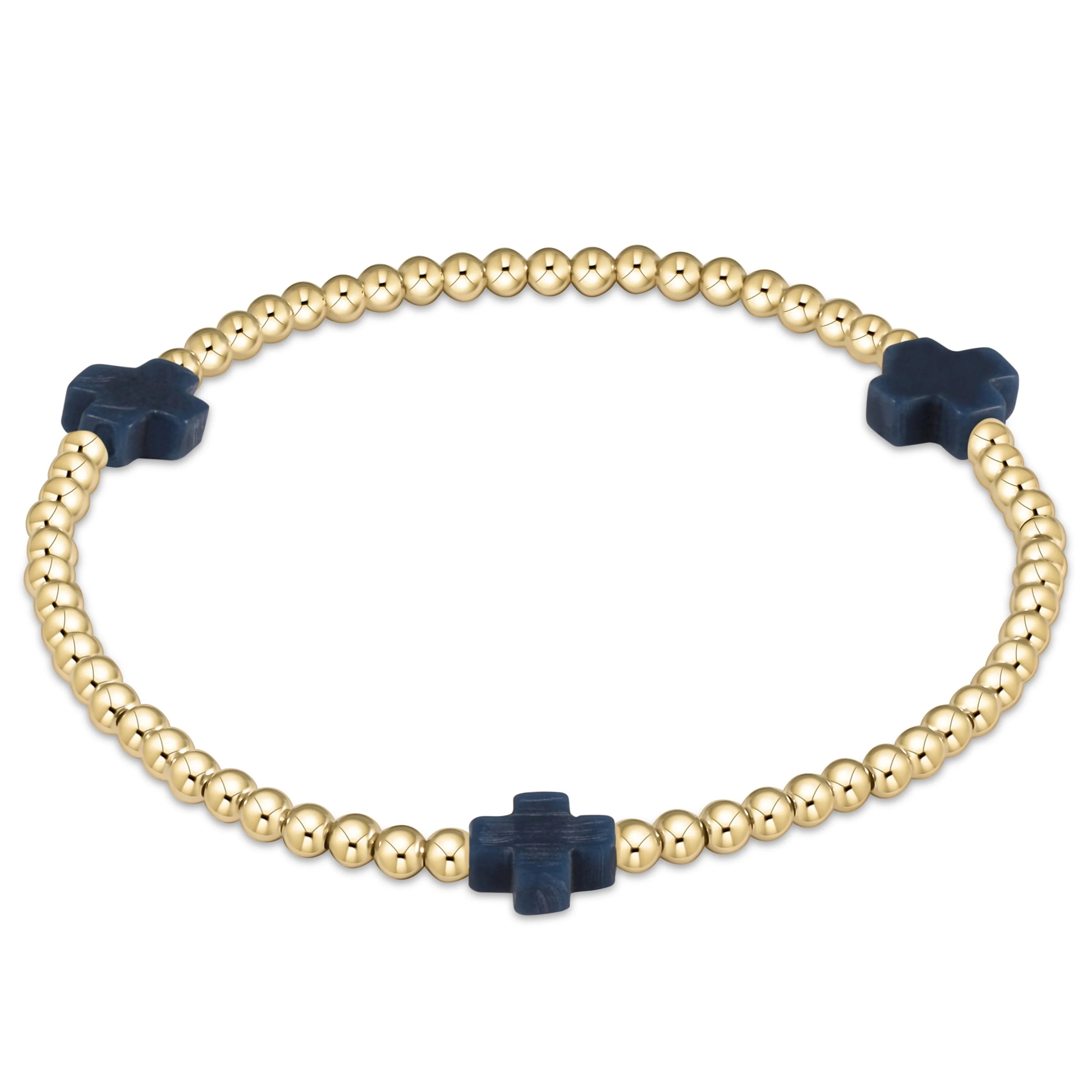 Enewton- Extends Signature Cross 3mm Gold Bracelet-Navy