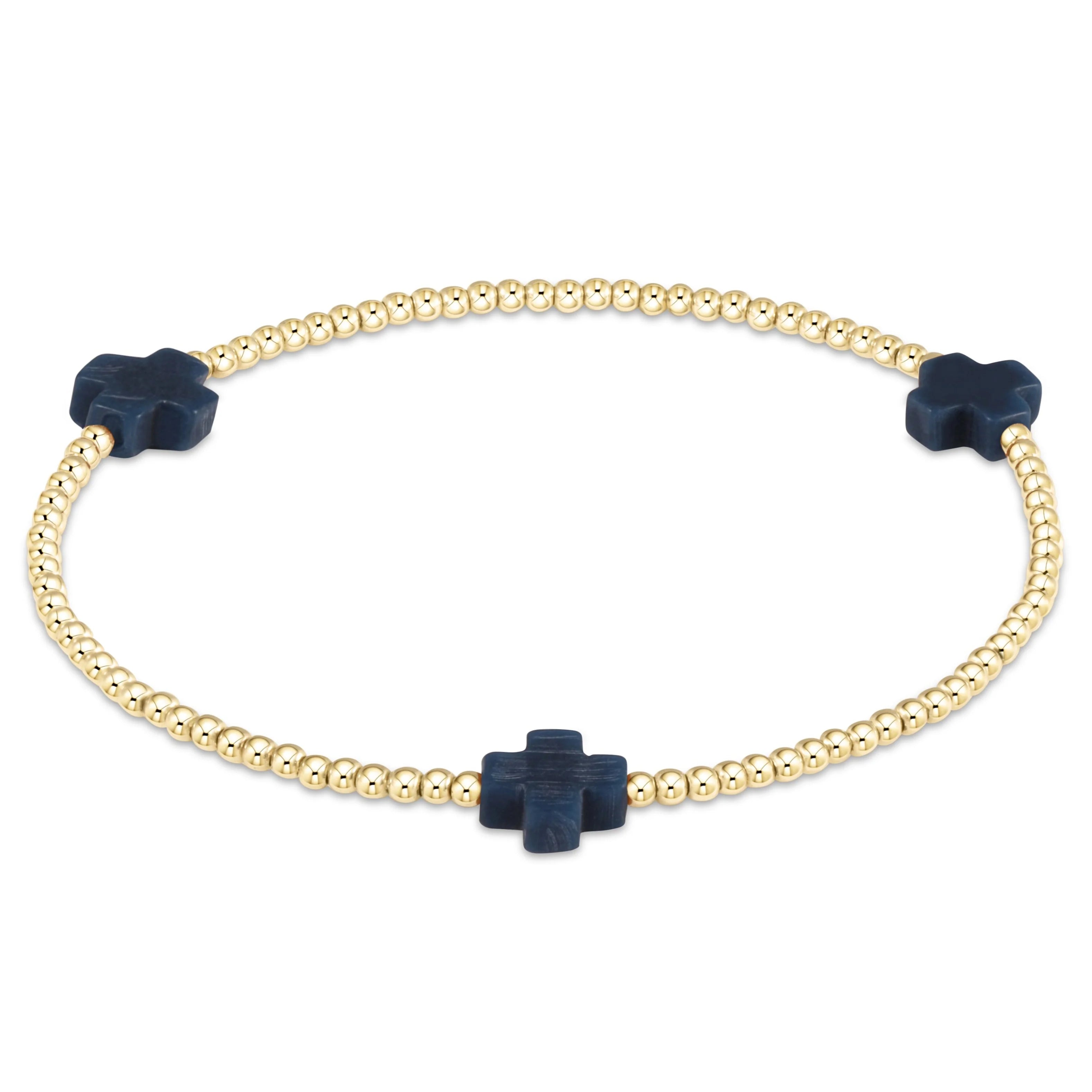 Enewton Signature Cross Small Gold Pattern 2mm Bead Bracelet