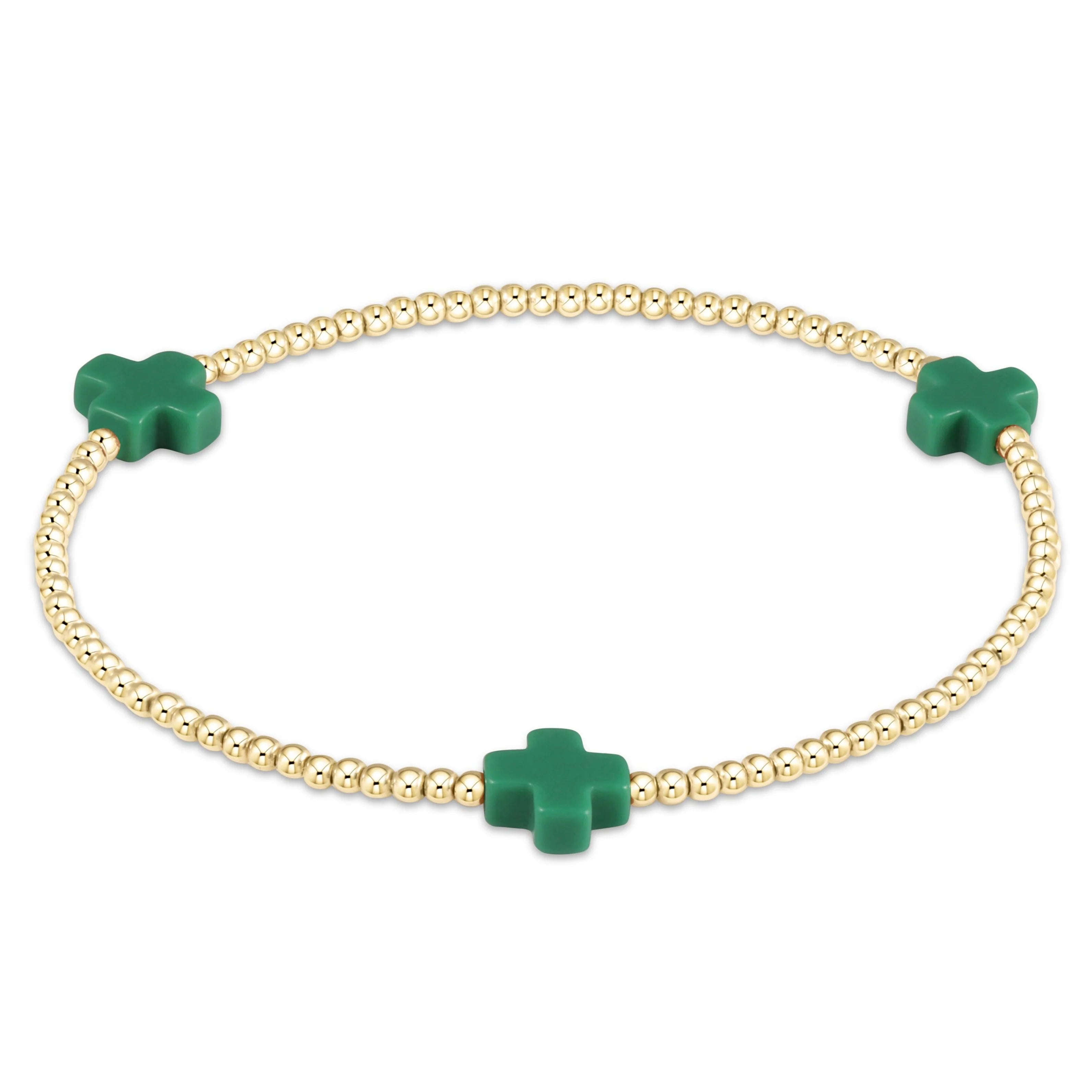 Enewton Signature Cross Gold Pattern 3mm Bead Bracelet