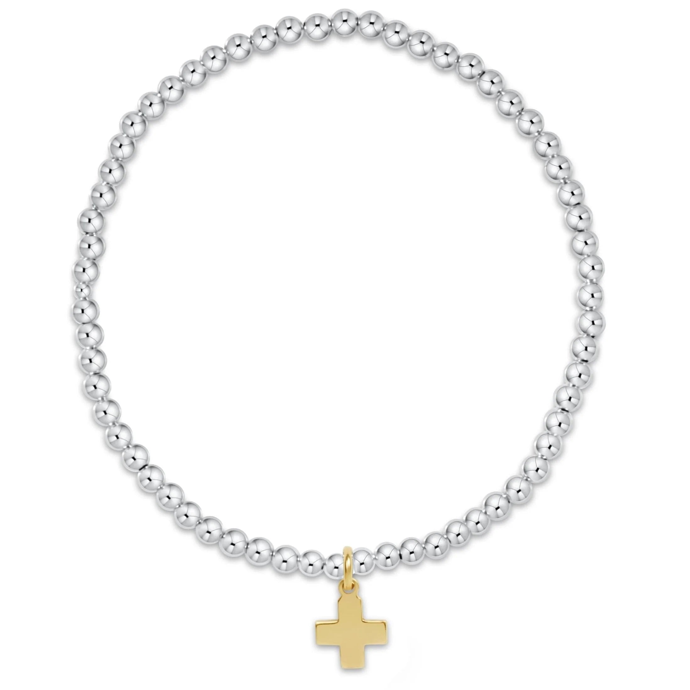 Enewton Extends Classic Mixed Metal 3mm Bracelet - Signature Cross Gold Charm
