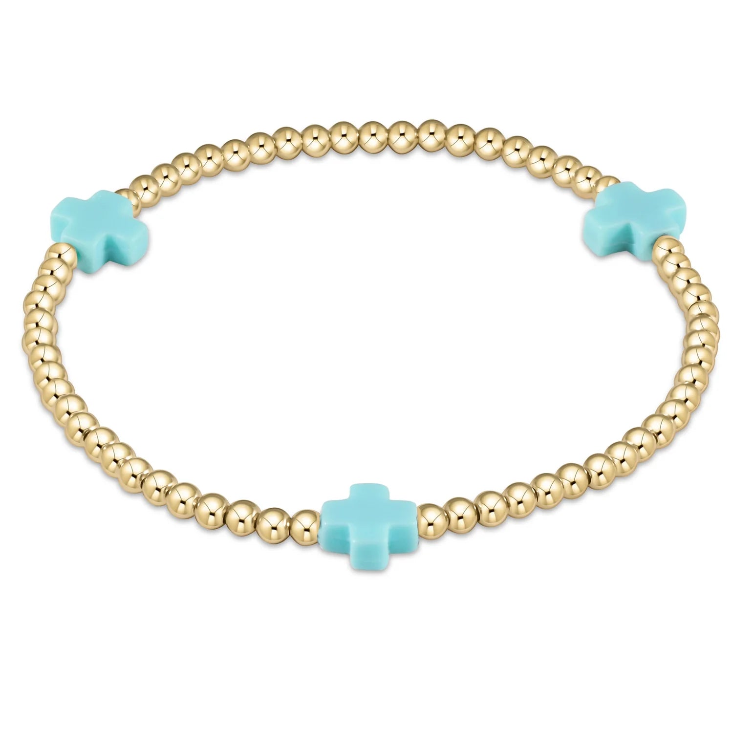 Enewton Signature Cross Gold Pattern 3mm Bead Bracelet