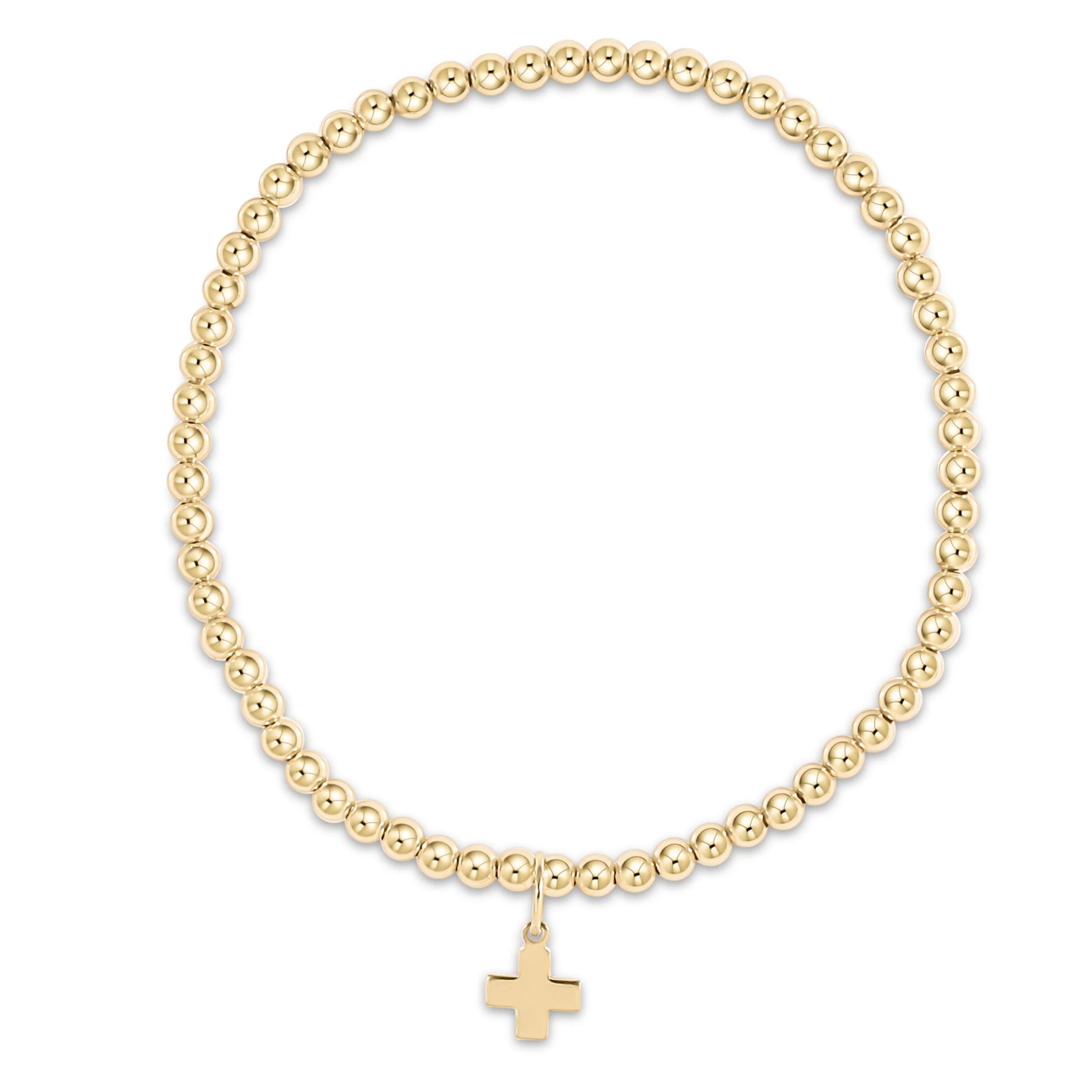Enewton- Classic Gold 3mm Bracelet - Signature Cross Gold Charm