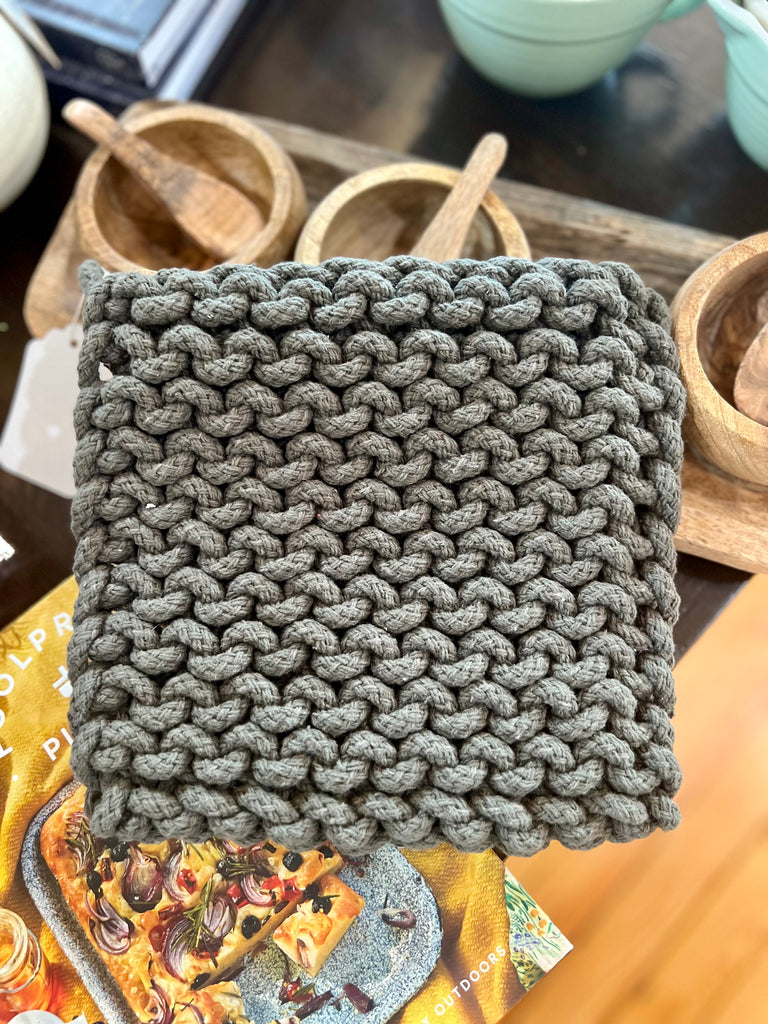 Cotton Crocheted Pot Holder, Ecru – Domaci
