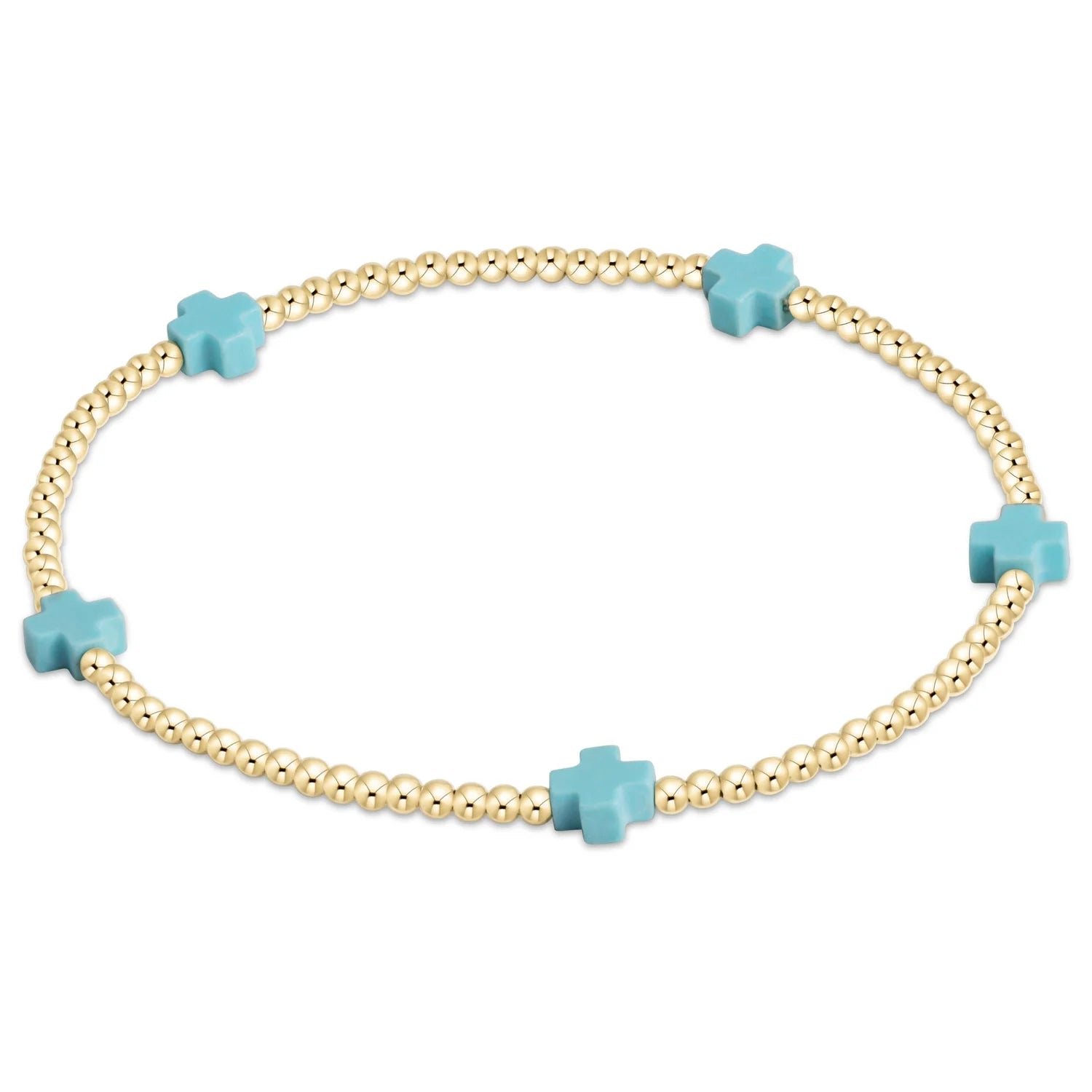 Enewton Signature Cross Small Gold Pattern 2mm Bead Bracelet