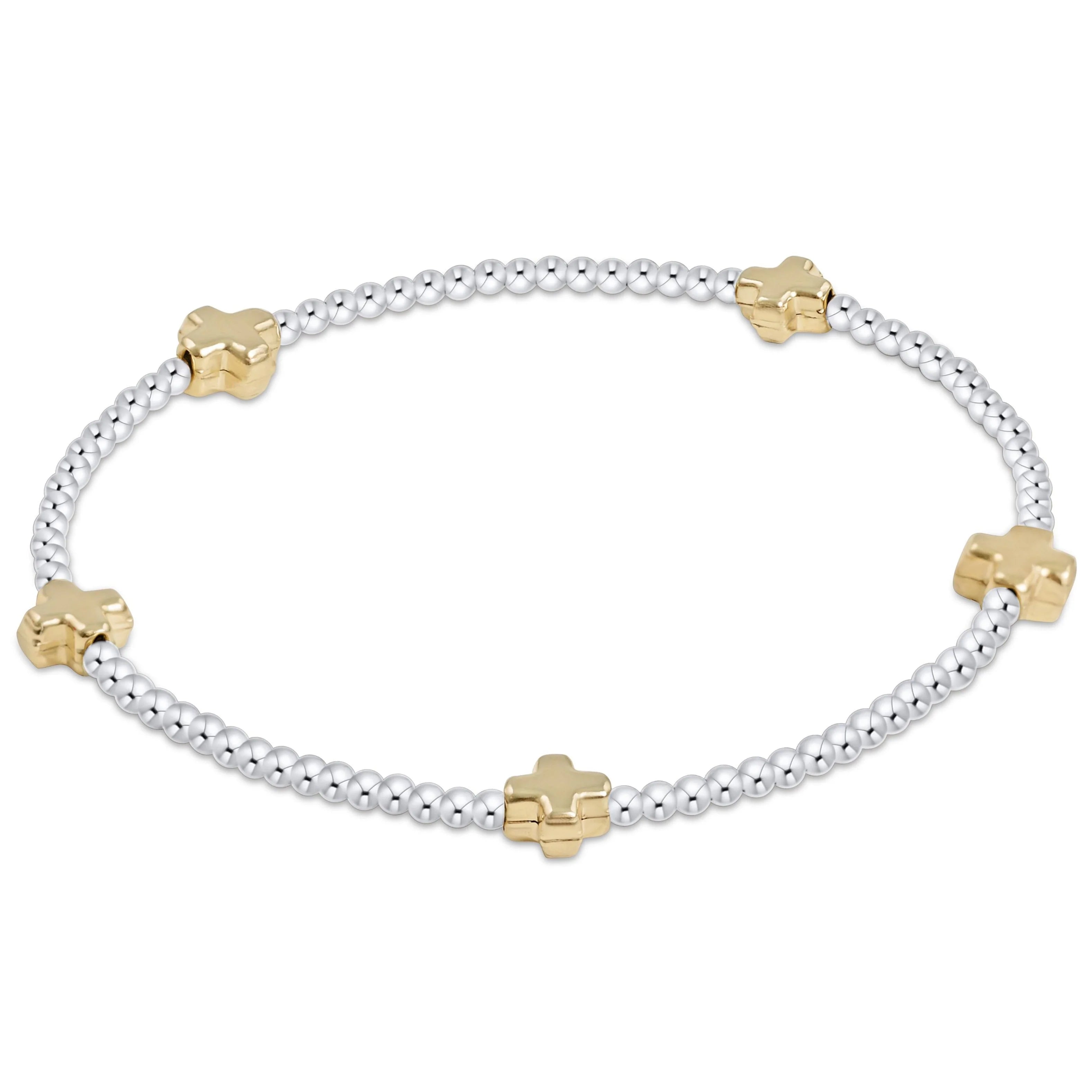 Enewton - Signature Cross Small 2mm Mixed Metal Bracelet - Gold