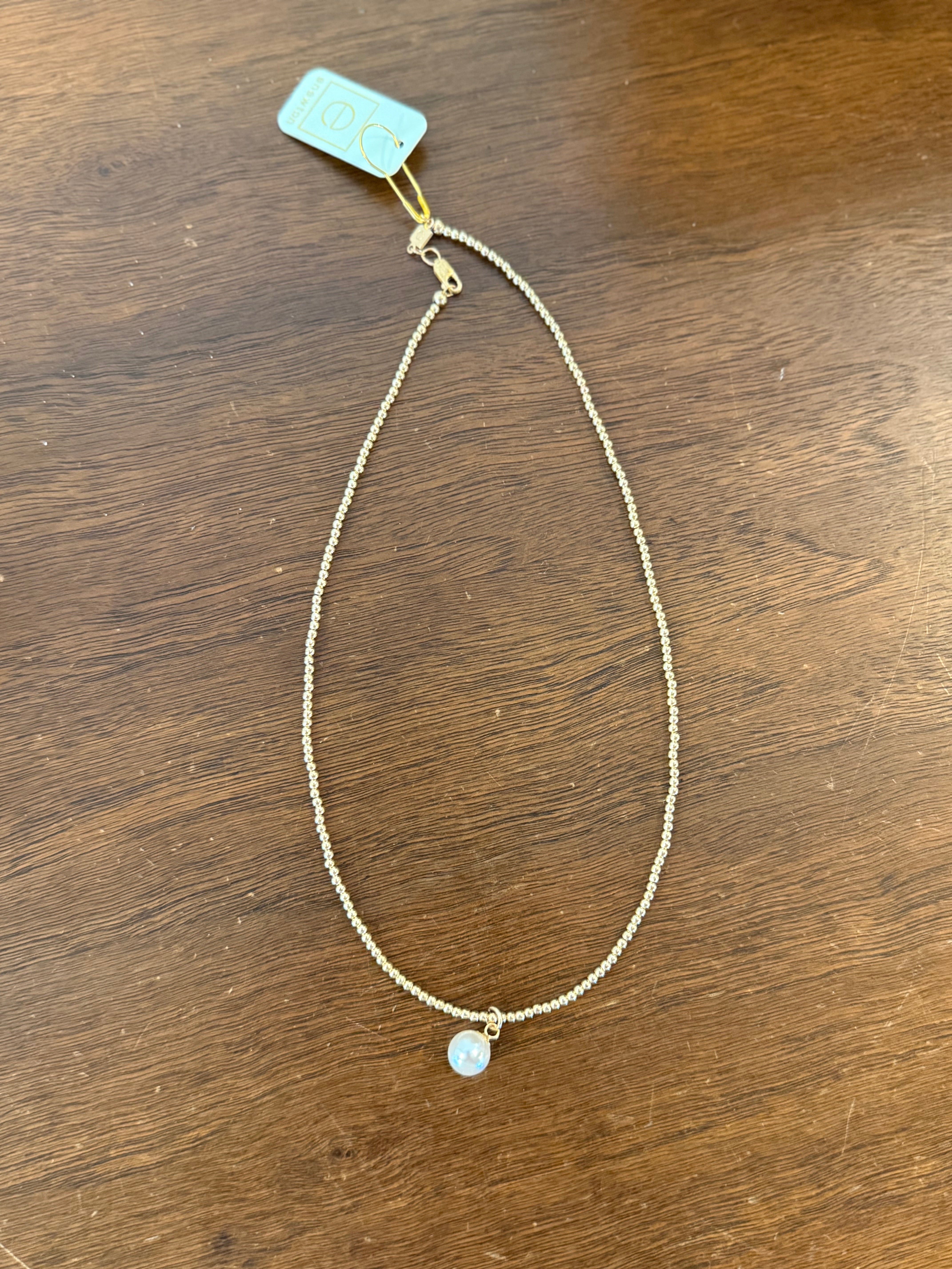 Enewton- 15" Choker Beaded - Classic Gold 2mm - Classic Pearl 8mm Charm