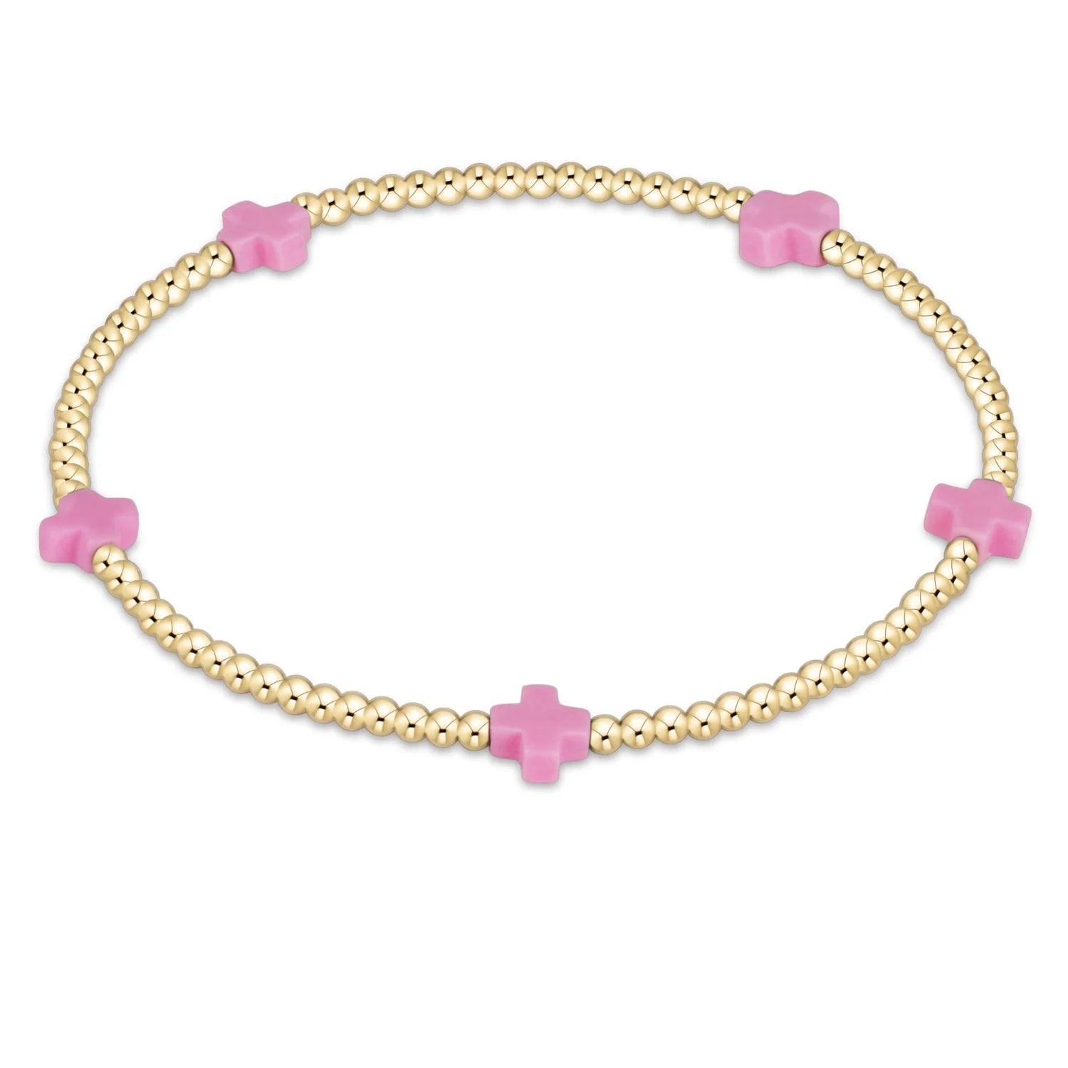 Enewton Signature Cross Small Gold Pattern 2mm Bead Bracelet