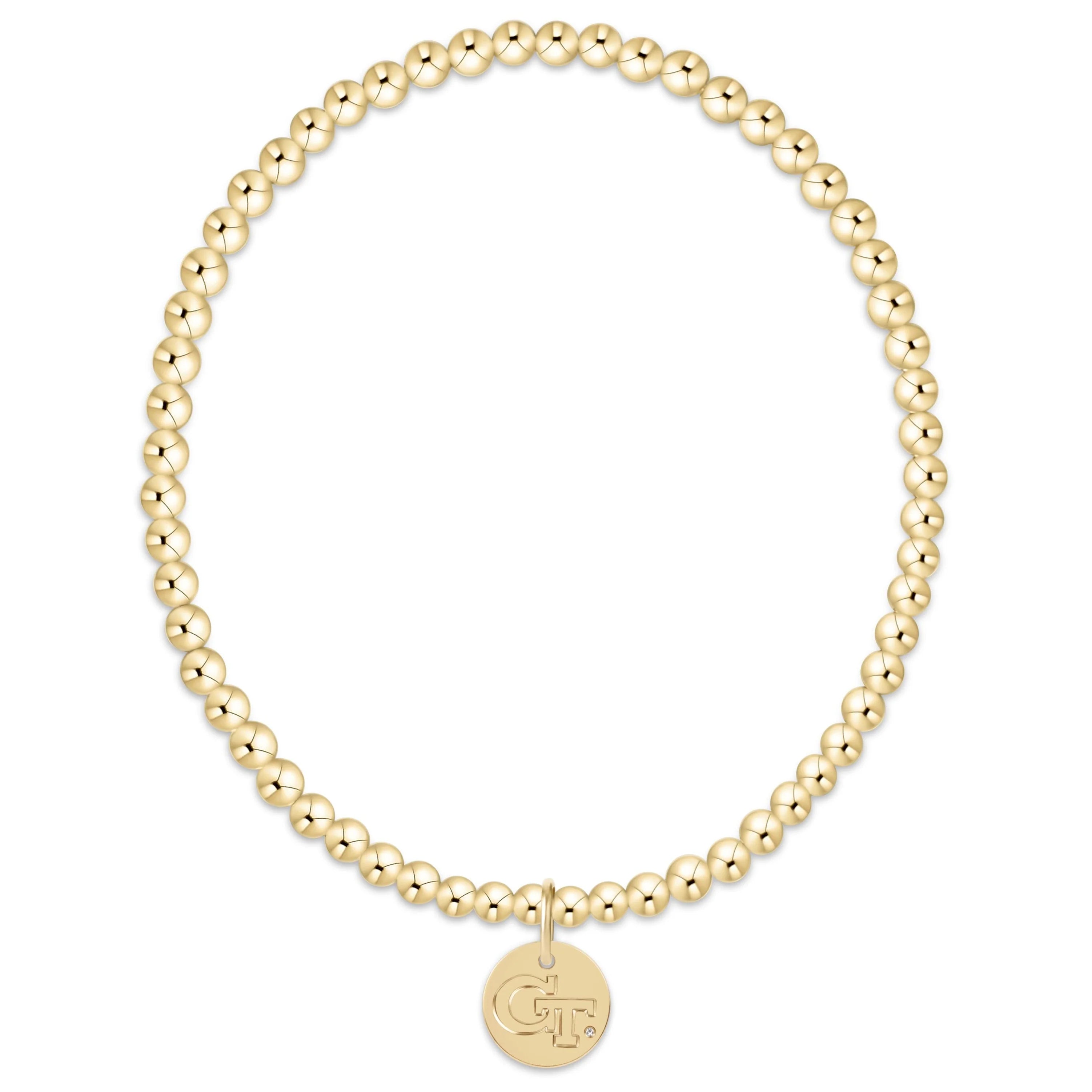 ECollegiate Classic Gold 3mm Bracelet - GA Tech Disc