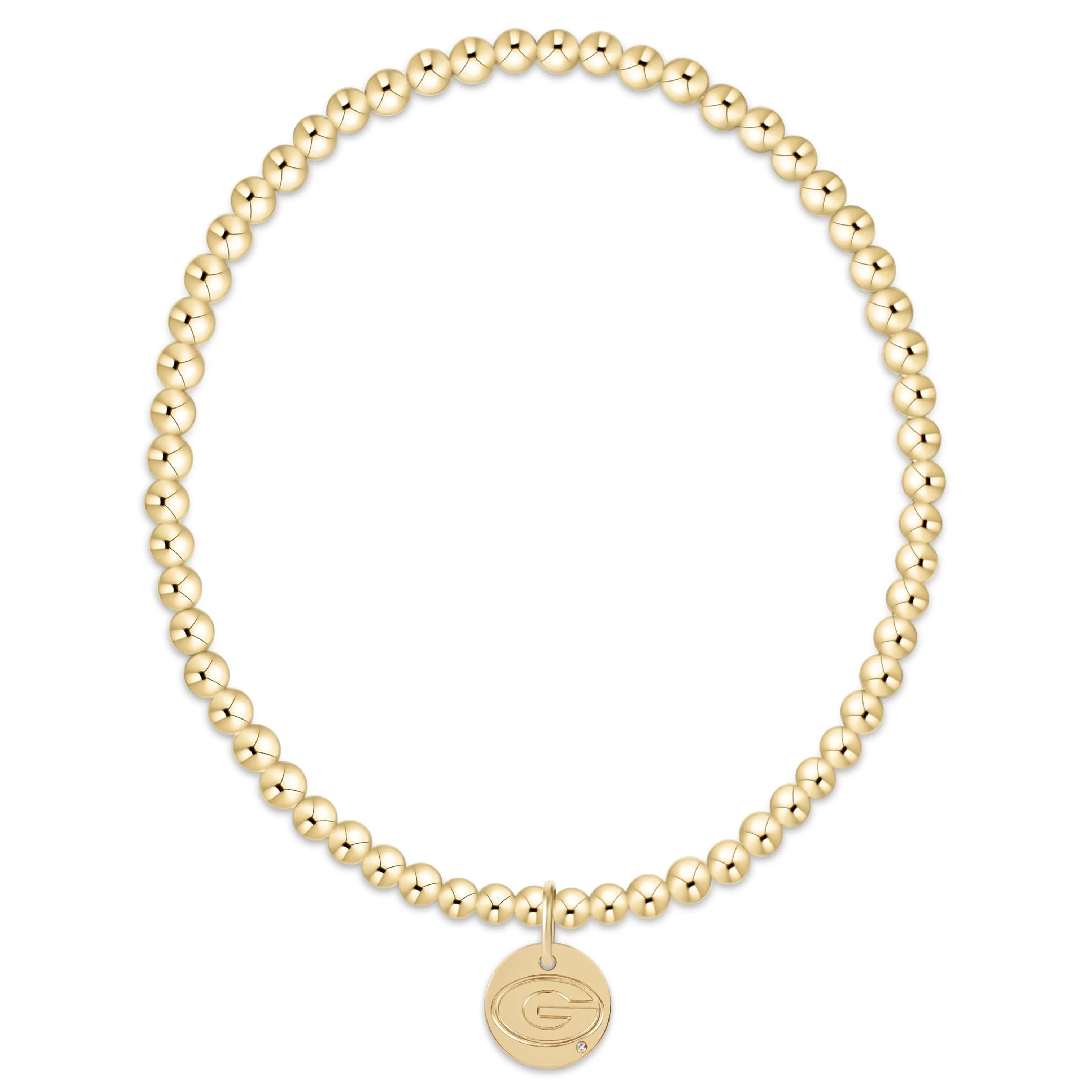 ECollegiate Classic Gold 3mm Bracelet - UGA Disc