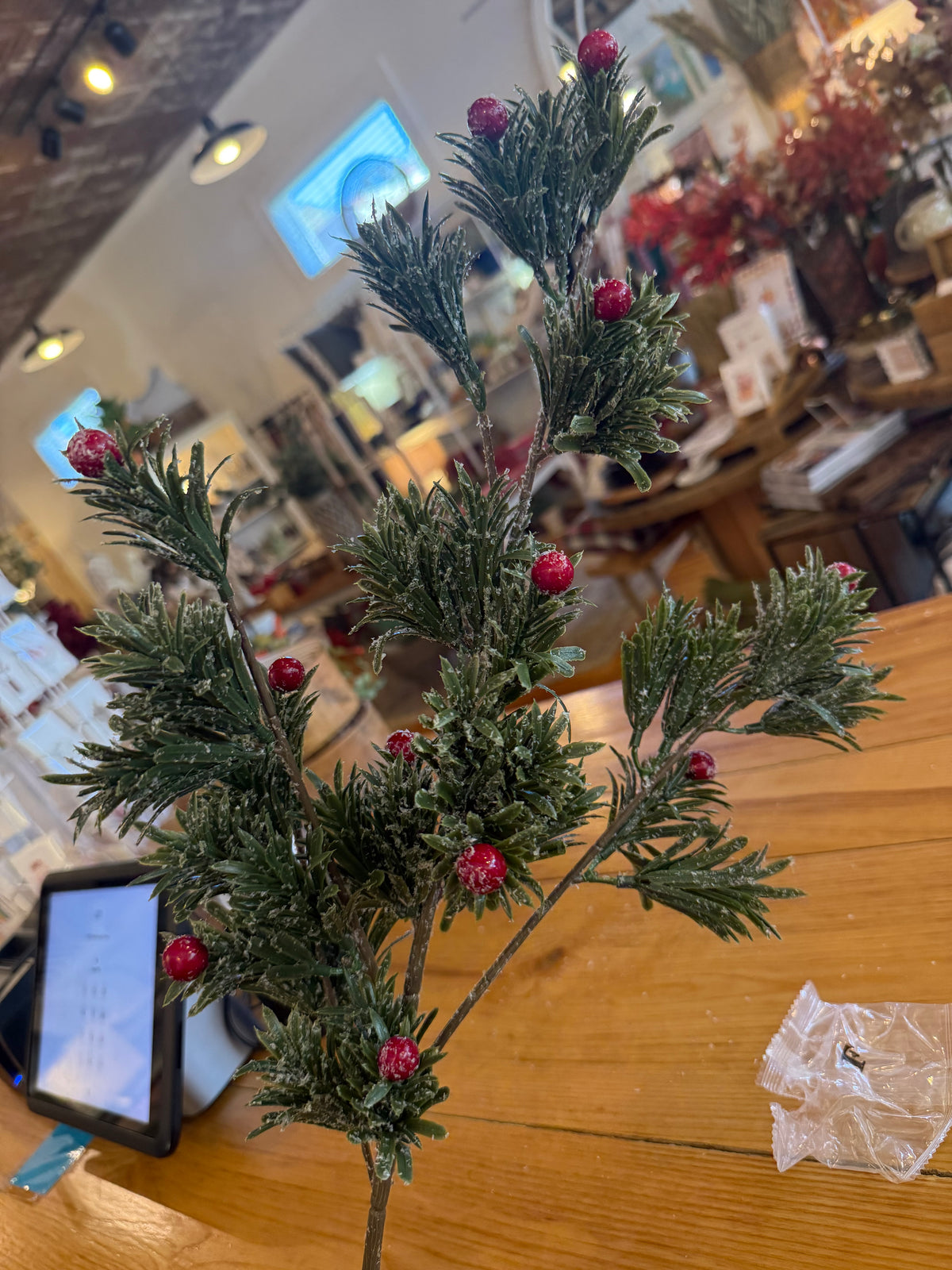 Christmas Green stem With Red Berrys