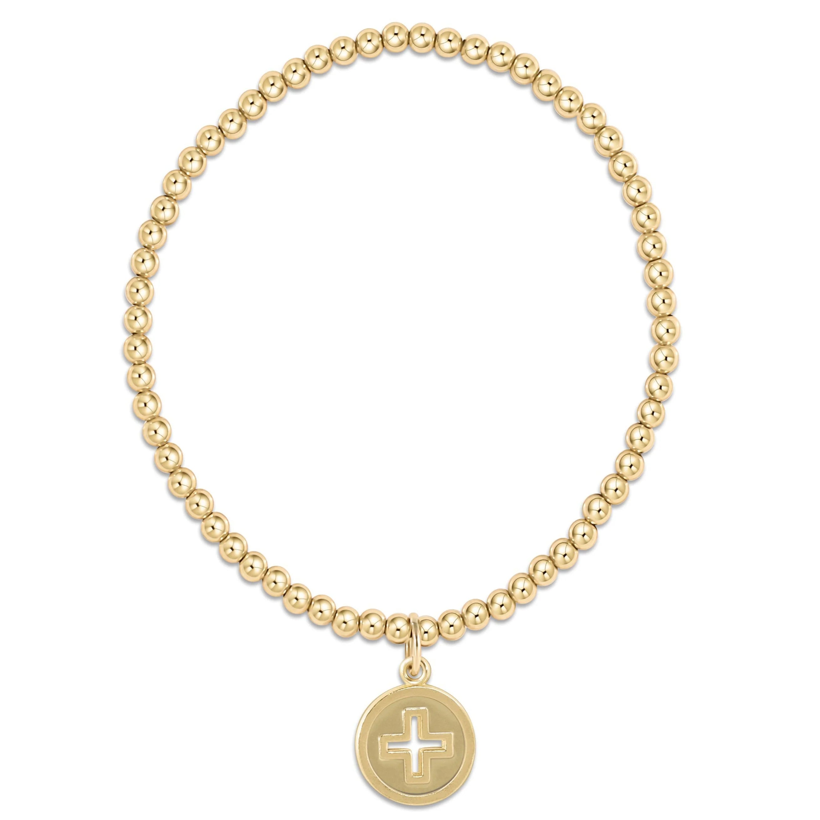 Enewton- Classic Gold 3mm Bracelet - Signature Cross Gold Disc