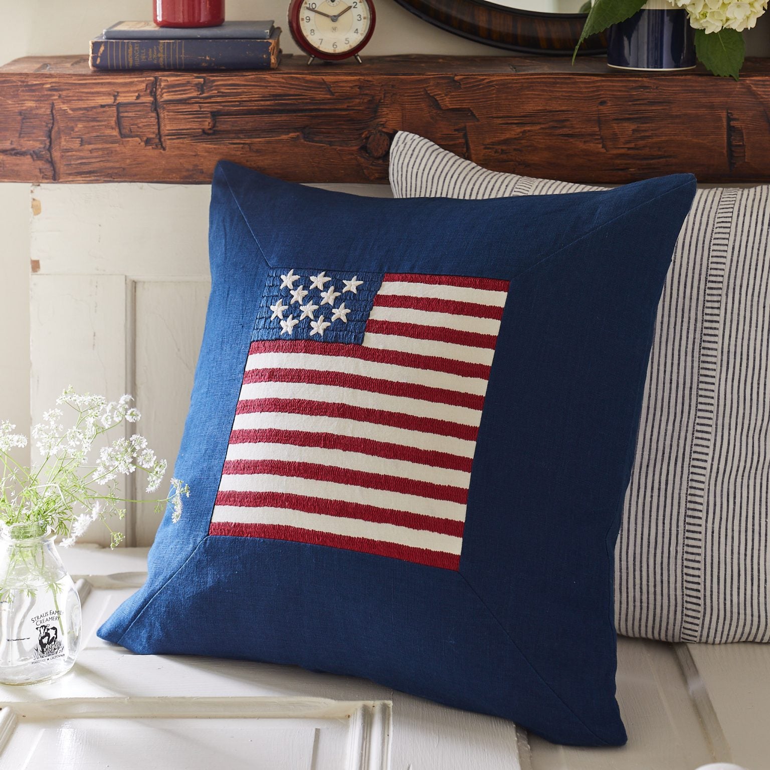 Indigo Flag Throw Pillow