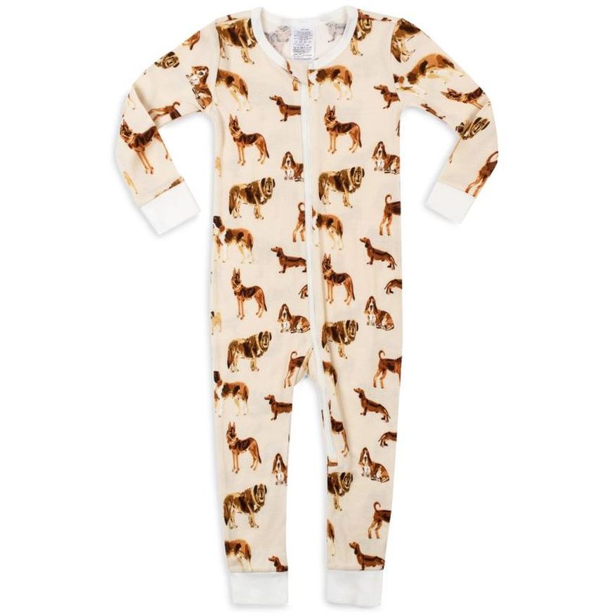 Organic Zipper Pajama Natural Dog 6-9M