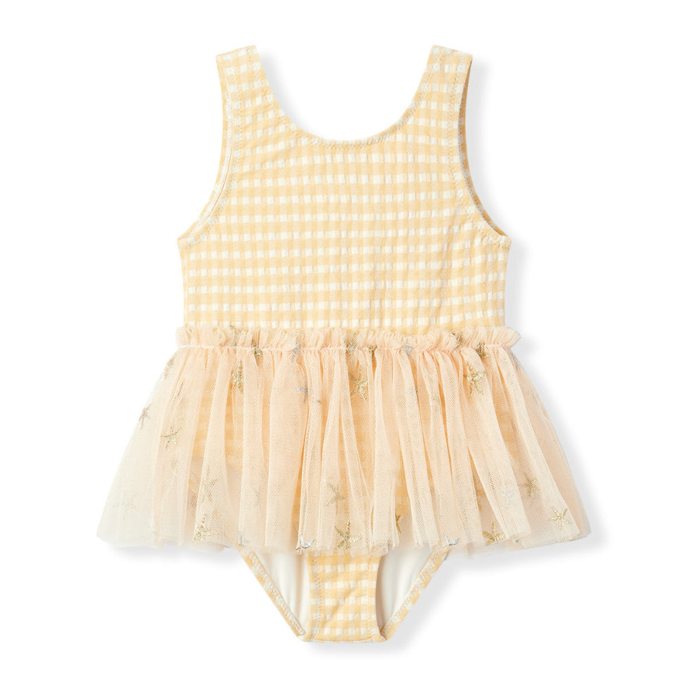 Ballet Skirt Swimsuit Yellow Gingham 18-24M