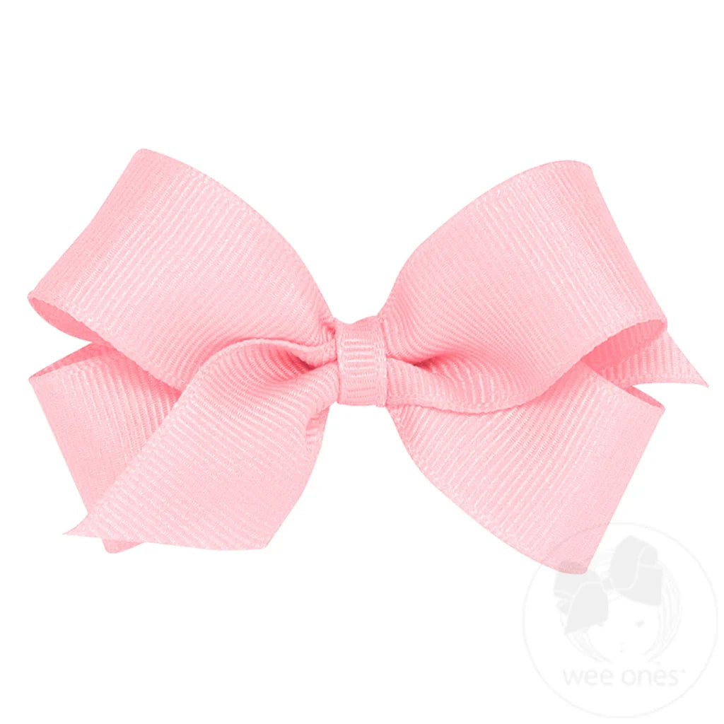 Mini Classic Grosgrain Hair Bow (Plain Wrap)- Light Pink