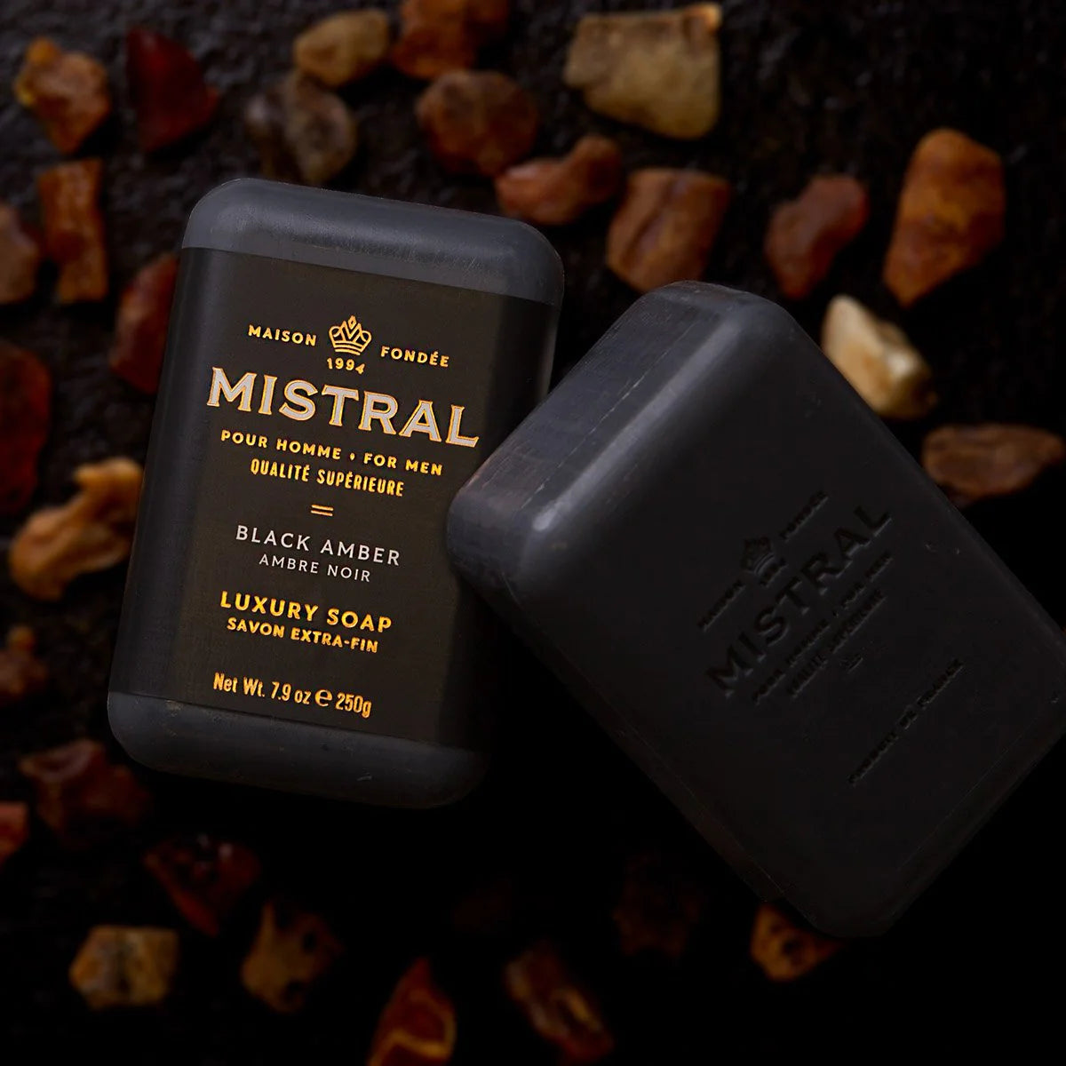 Men's Black Amber Bar Soap by Mistral